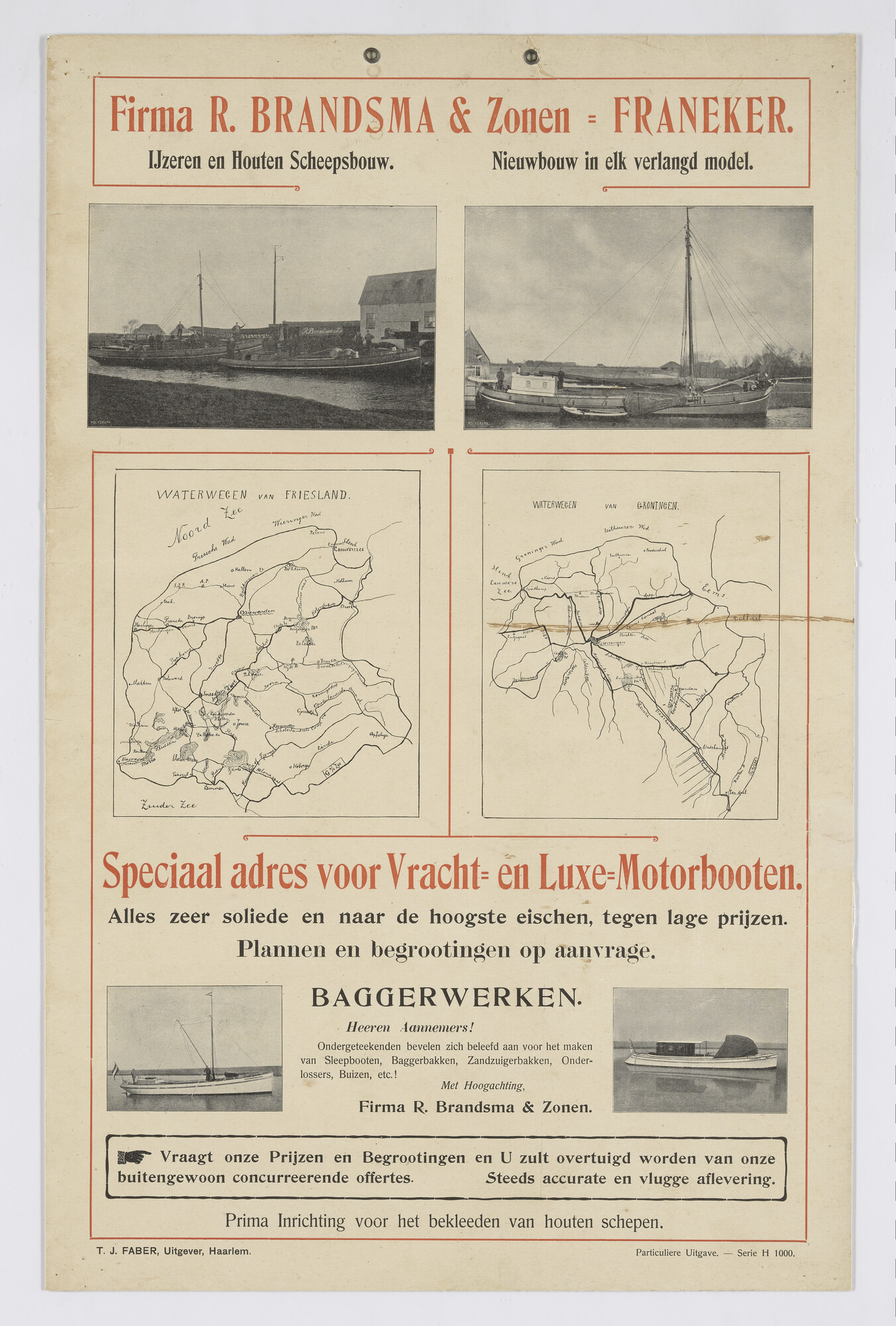 S.5887; Reclameaffiche van de Firma R. Brandsma & Zonen te Franeker; affiche