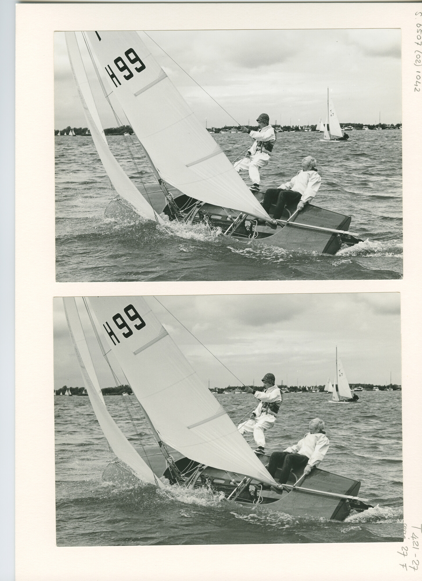 S.6507(02)1042.01; Zwart-wit foto van de Kaagweek 1966: de Scow Tempo-klasse; foto