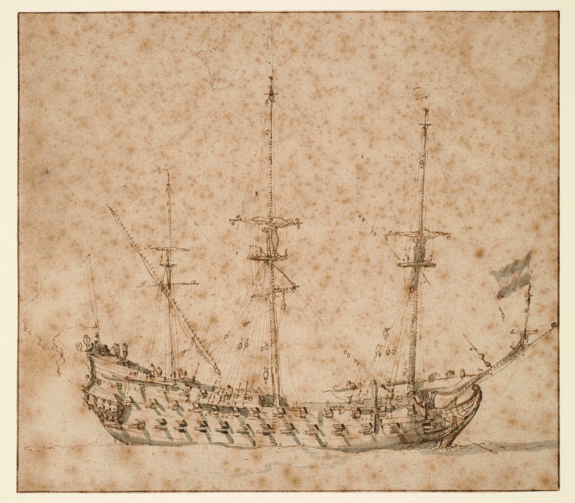 A.0944(02); Het oorlogsschip De Zeven Provinciën; tekening