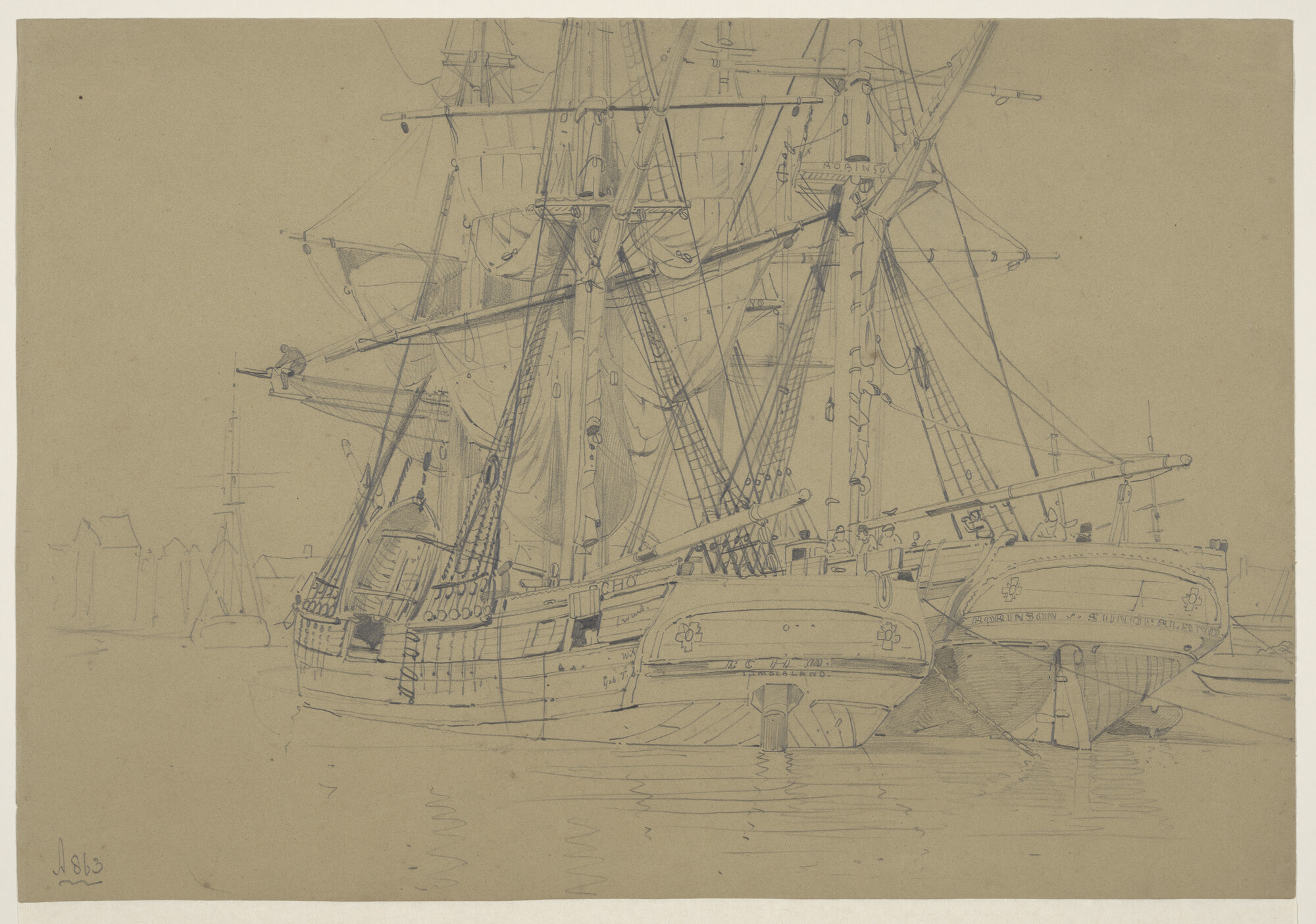 A.0863(03); De brikschepen 'Echo' en 'Robinson'; tekening