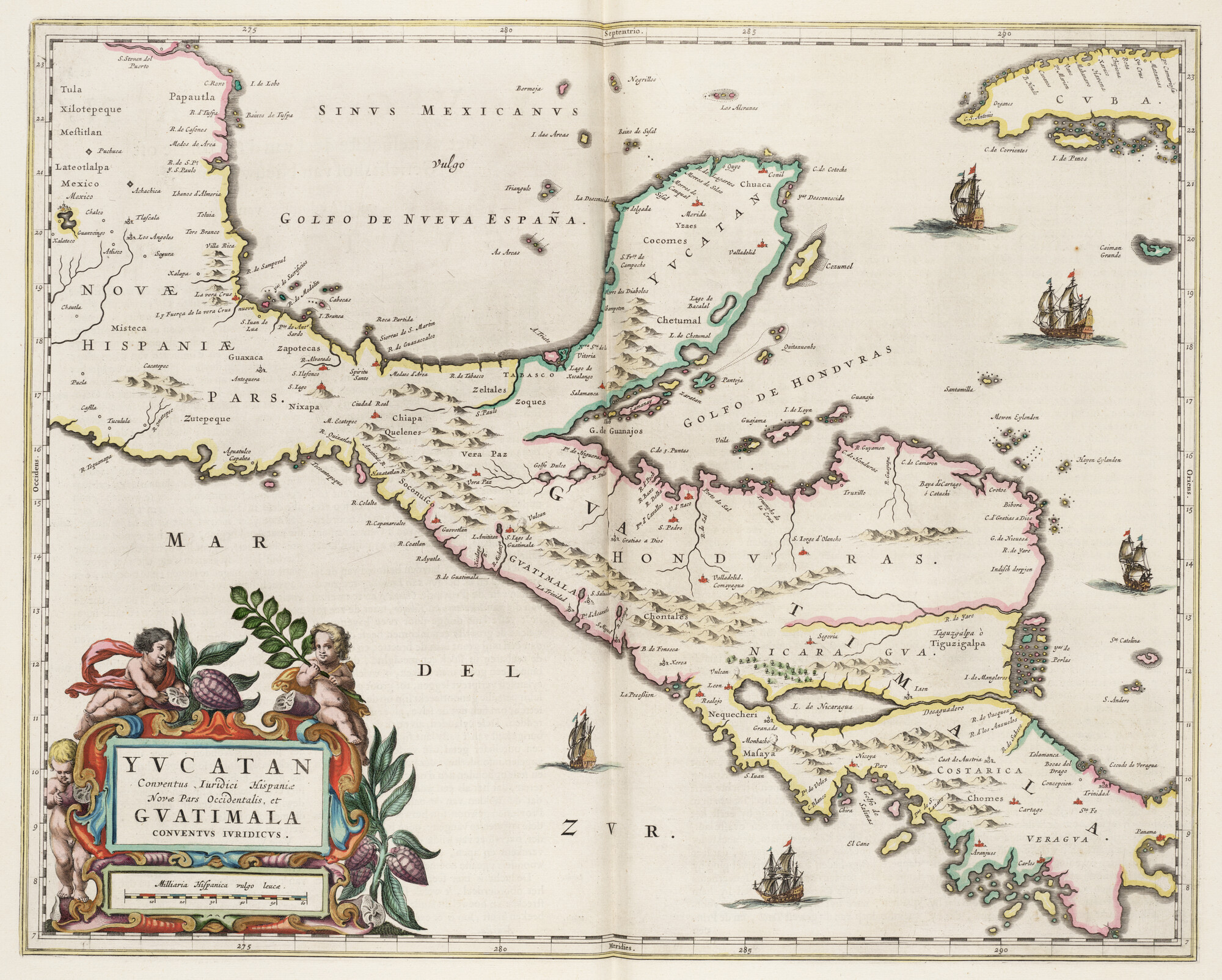 S.1034(08) [kaart 054]; Kaart van Mexico, Yucatan, Guatalamala, Honduras, Nicaragua; landkaart