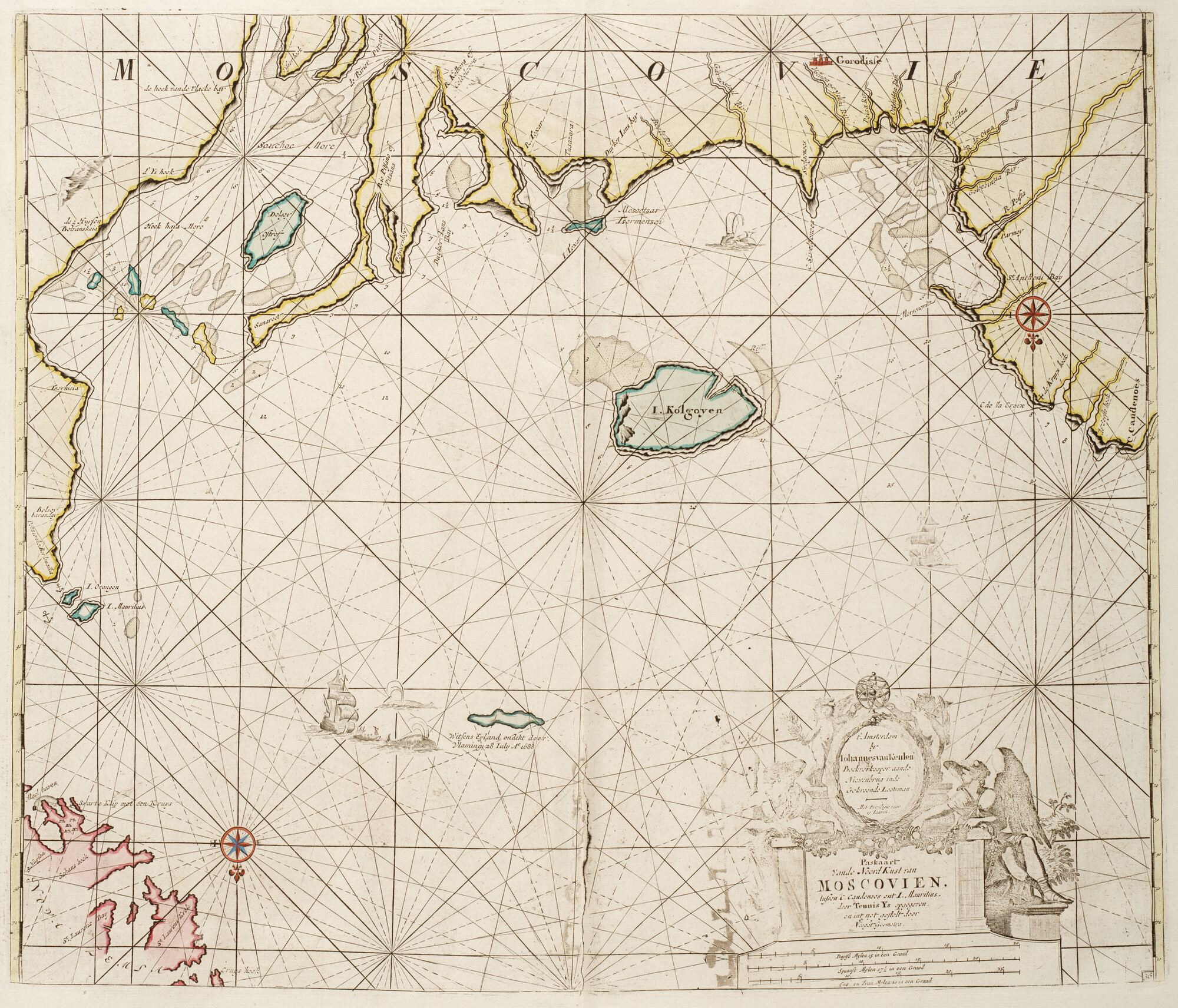 B.0032(109)1 [kaart 057]; Paskaart van de kust van Rusland tussen de Witte Zee en Nova Zembla; zeekaart