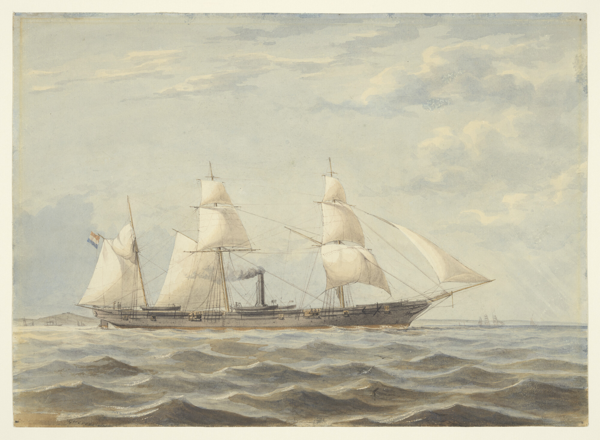 S.0546(13); Het schroefstoomschip 2de klasse Zr.Ms. 'Watergeus'; tekening