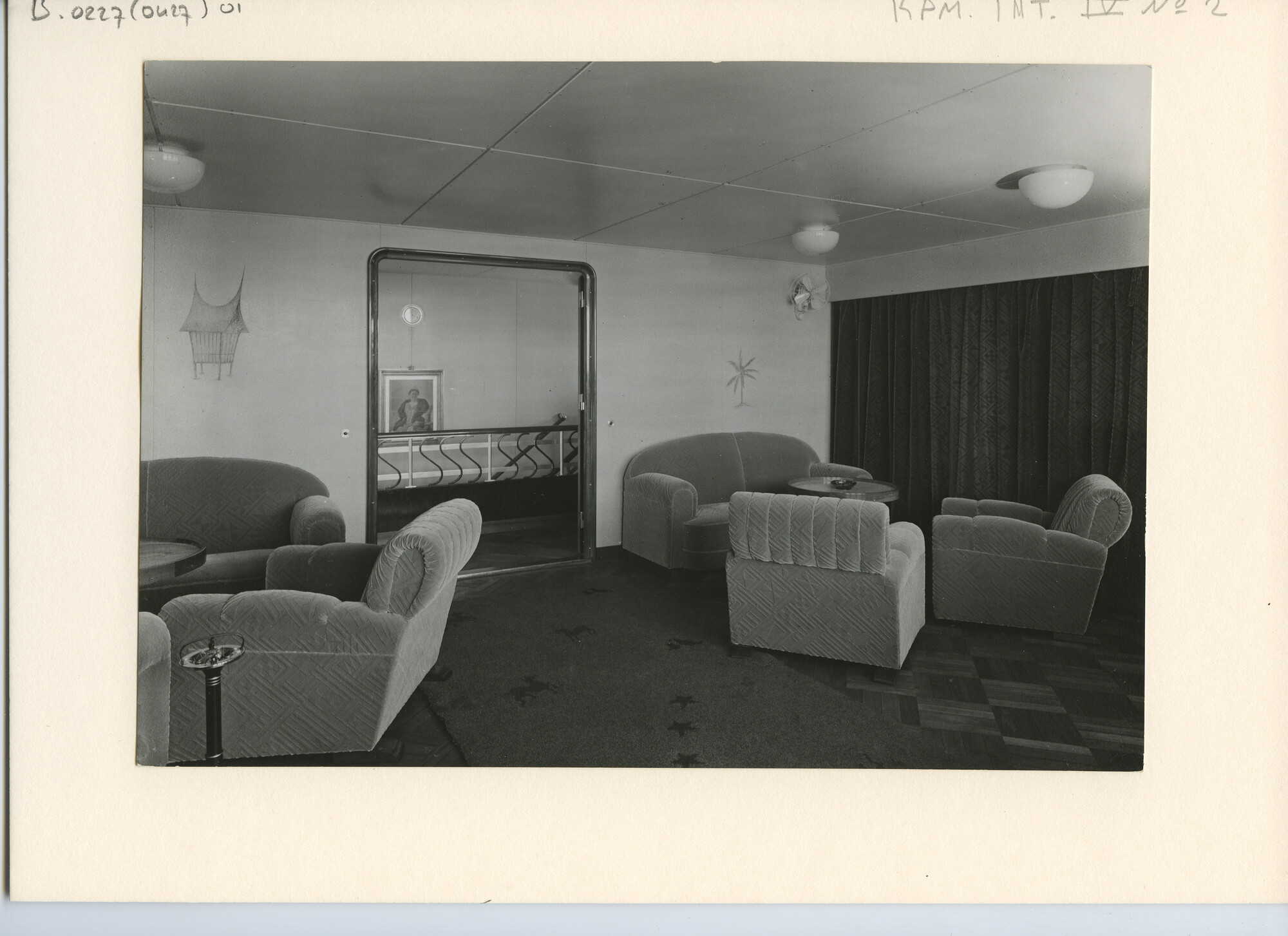 B.0227(0427)01; Interieurfoto van het vrachtschip ms. Straat Soenda van de KPM; foto