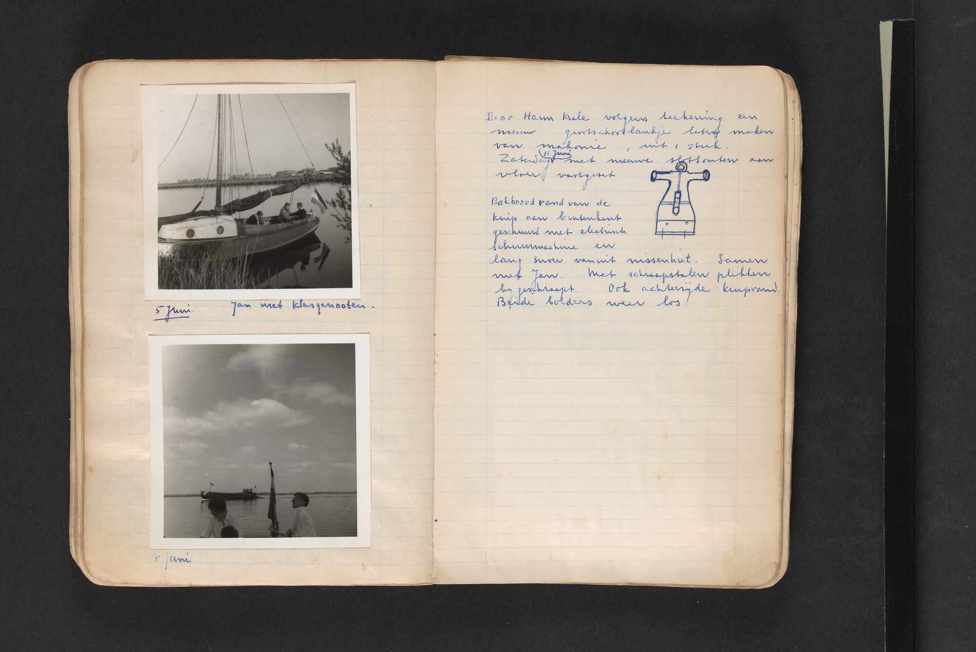 2017.0794; Logboek c.q. fotoalbum van reizen met zeeschouw Grutto in Nederland, 1961-1962; logboek