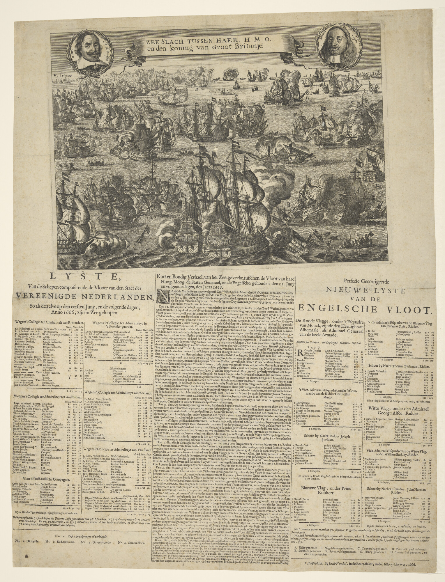 A.1447(01); Vierdaagse Zeeslag tussen de Engelsen en de Hollanders; prent