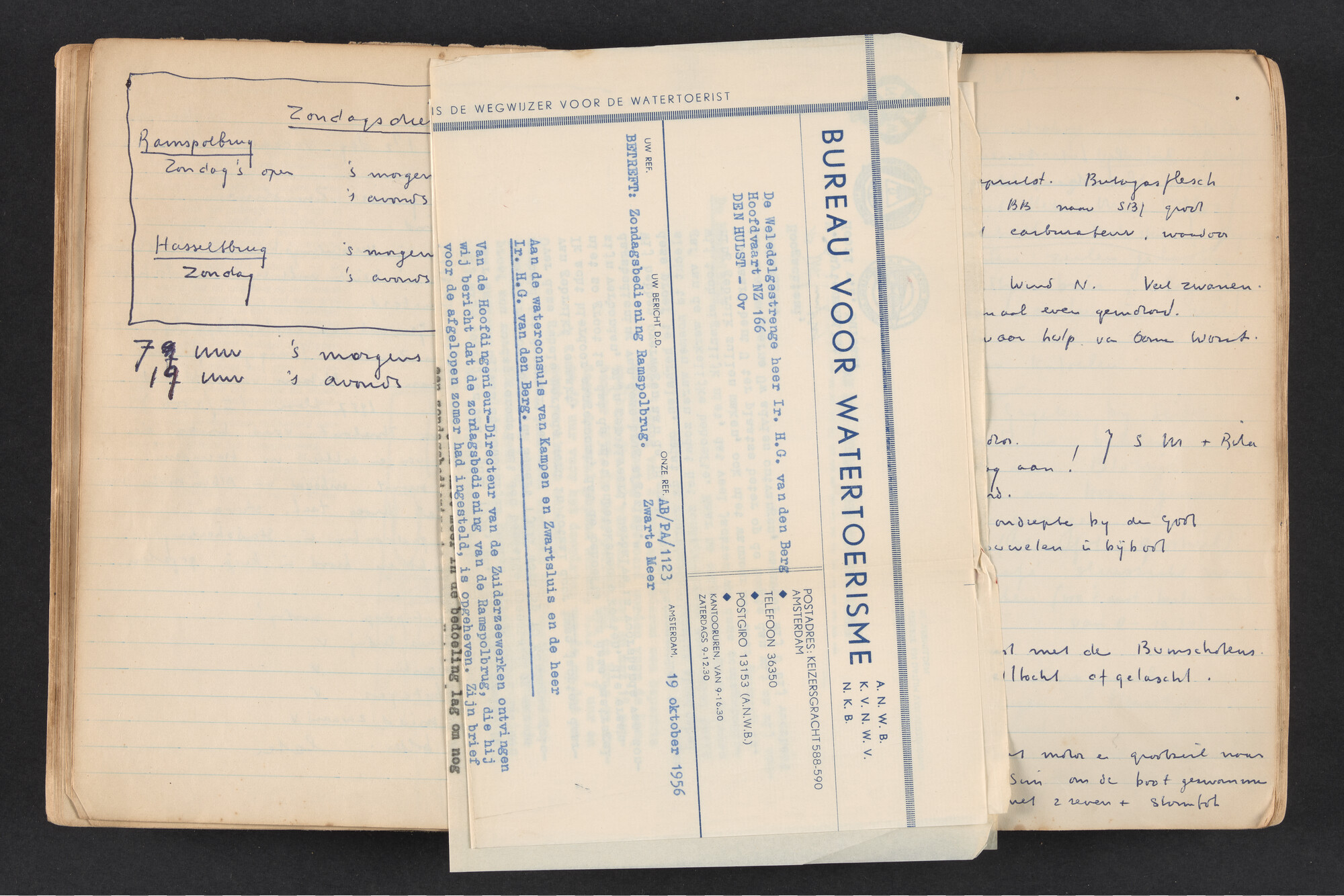 2017.0792; Logboek c.q. fotoalbum van reizen met zeeschouw Grutto in Nederland, 1955-1957; logboek