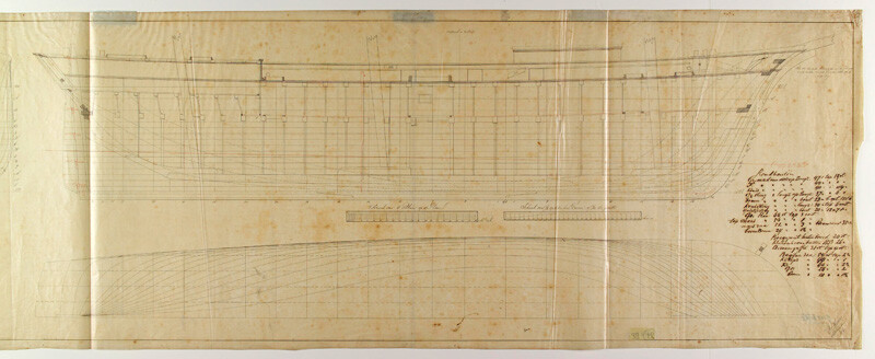 S.0027(026); Lijnenplan van het barkschip 'Antonia'; technische tekening