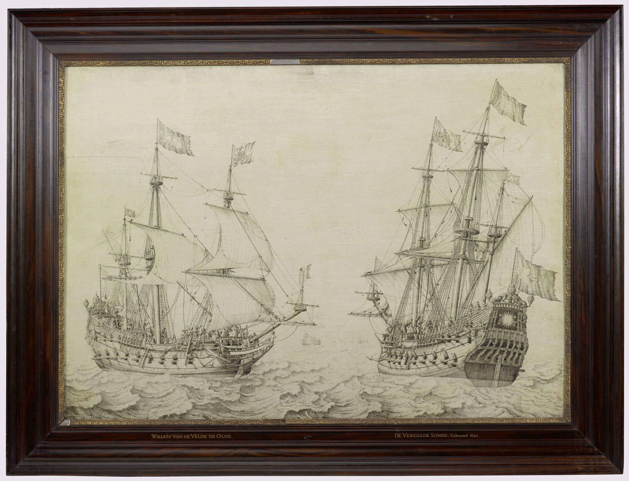 S.1374; Het Duinkerker kaperschip De Vergulde Sonne; schilderij