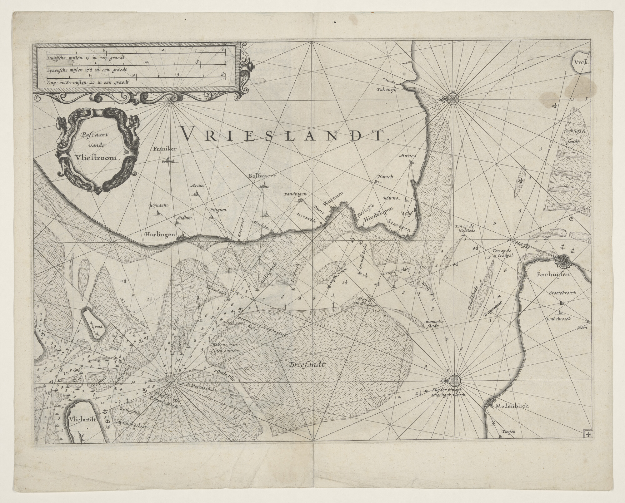 1997.3604; Kaart van de Vliestroom en kaart van de Zuiderzee; zeekaart