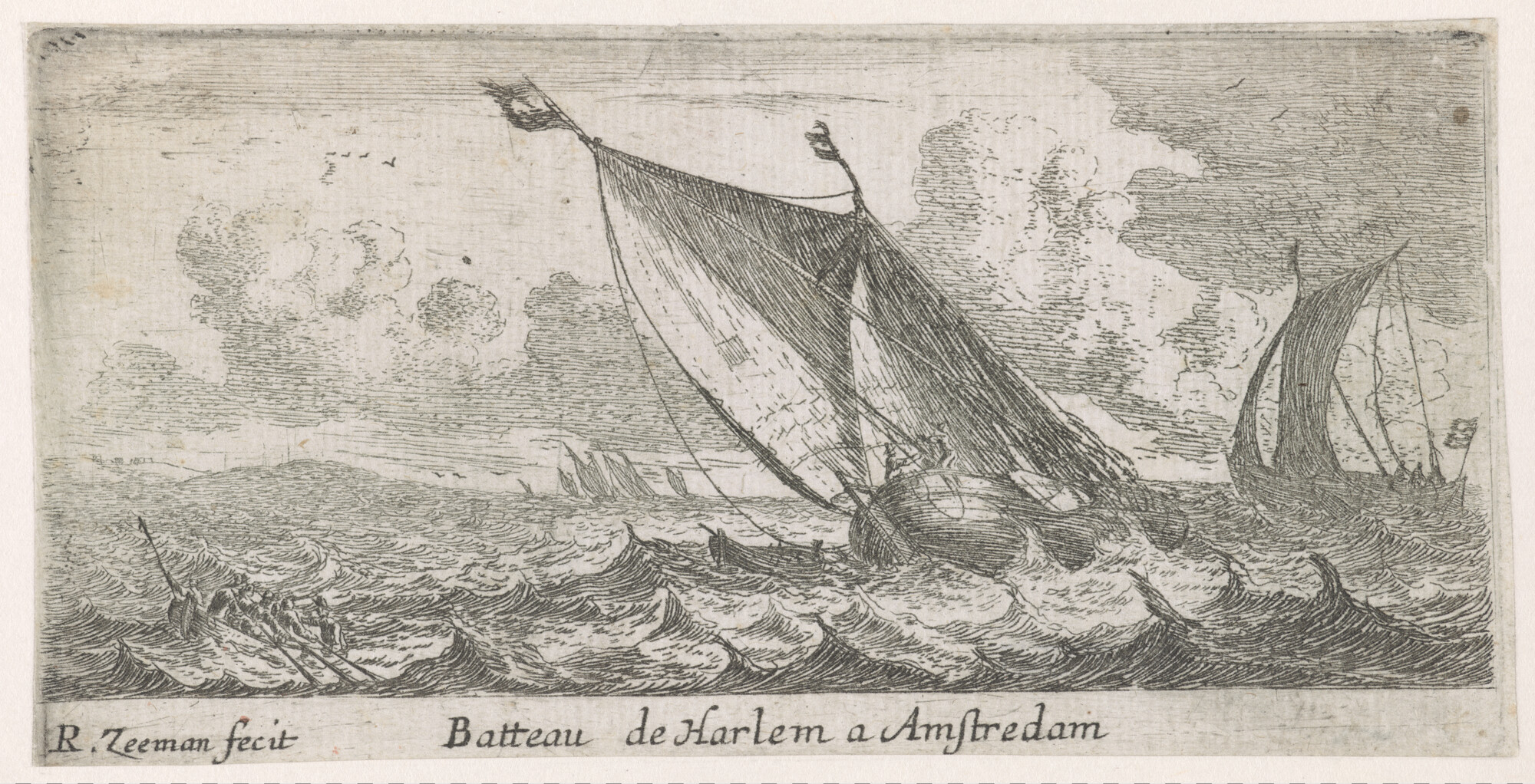 A.0231(04)02; Een beurtschip tussen Haarlem en Amsterdam; prent