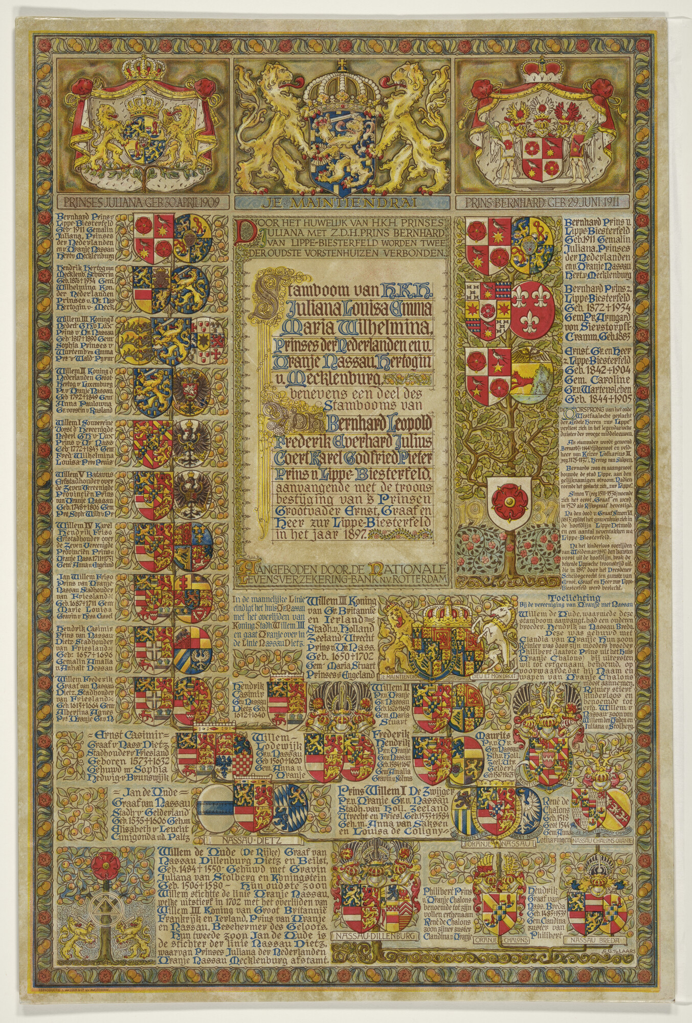 S.1508; Stamboom van prinses Juliana Louisa Emma Maria Wilhelmina Prinses der Nederlanden; vlaggenboek
