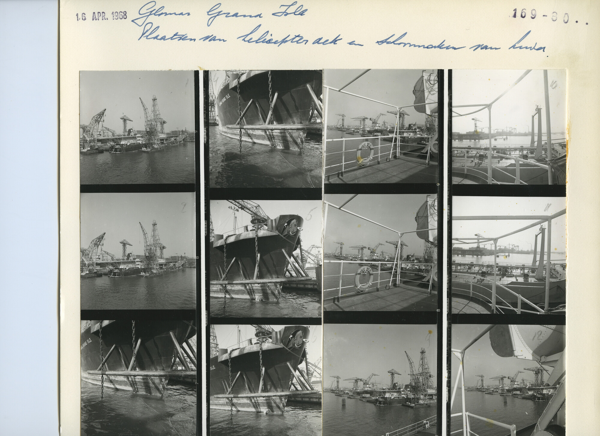 S.5444(4887)14; Foto van het aanbrengen van een helikopterdek op en het schoonmaken van de huid van de Glomar Grand Isle bij de NDSM; foto