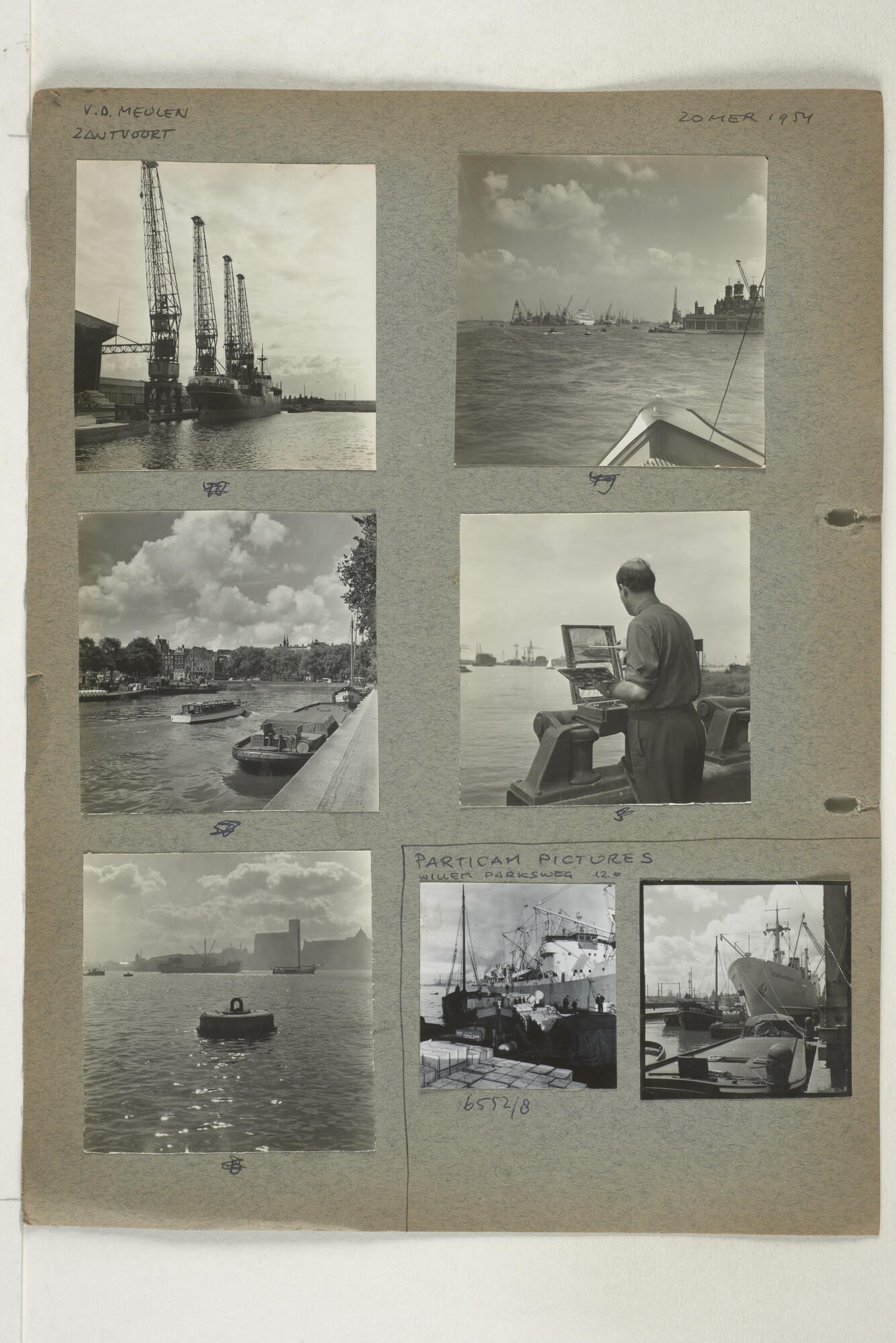 1998.2183; Omslag (voorheen ordner) met een grote hoeveelheid proef foto's van de haven en de stad van Amsterdam; omslag