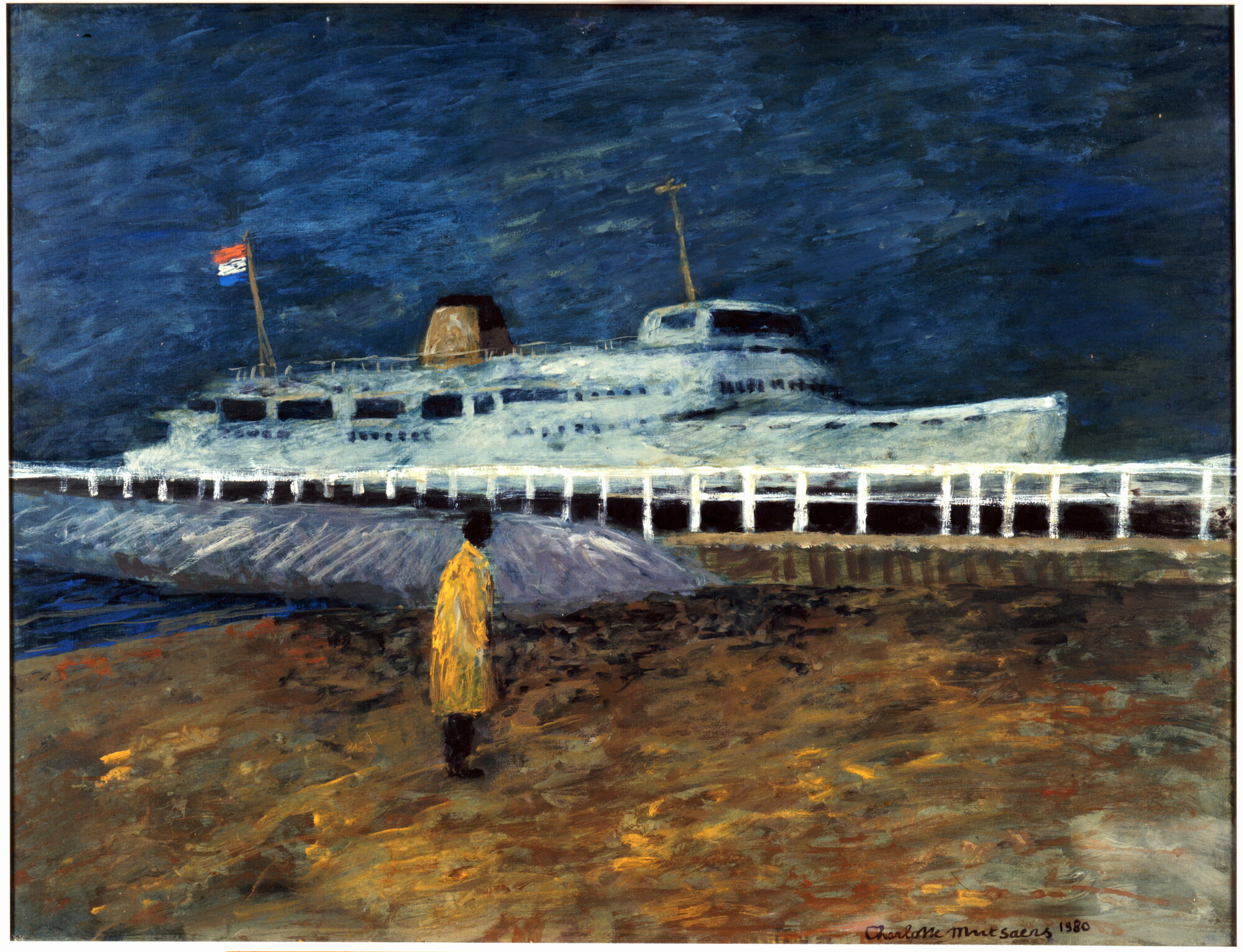 A.5165; Nachtboot Oostende; schilderij