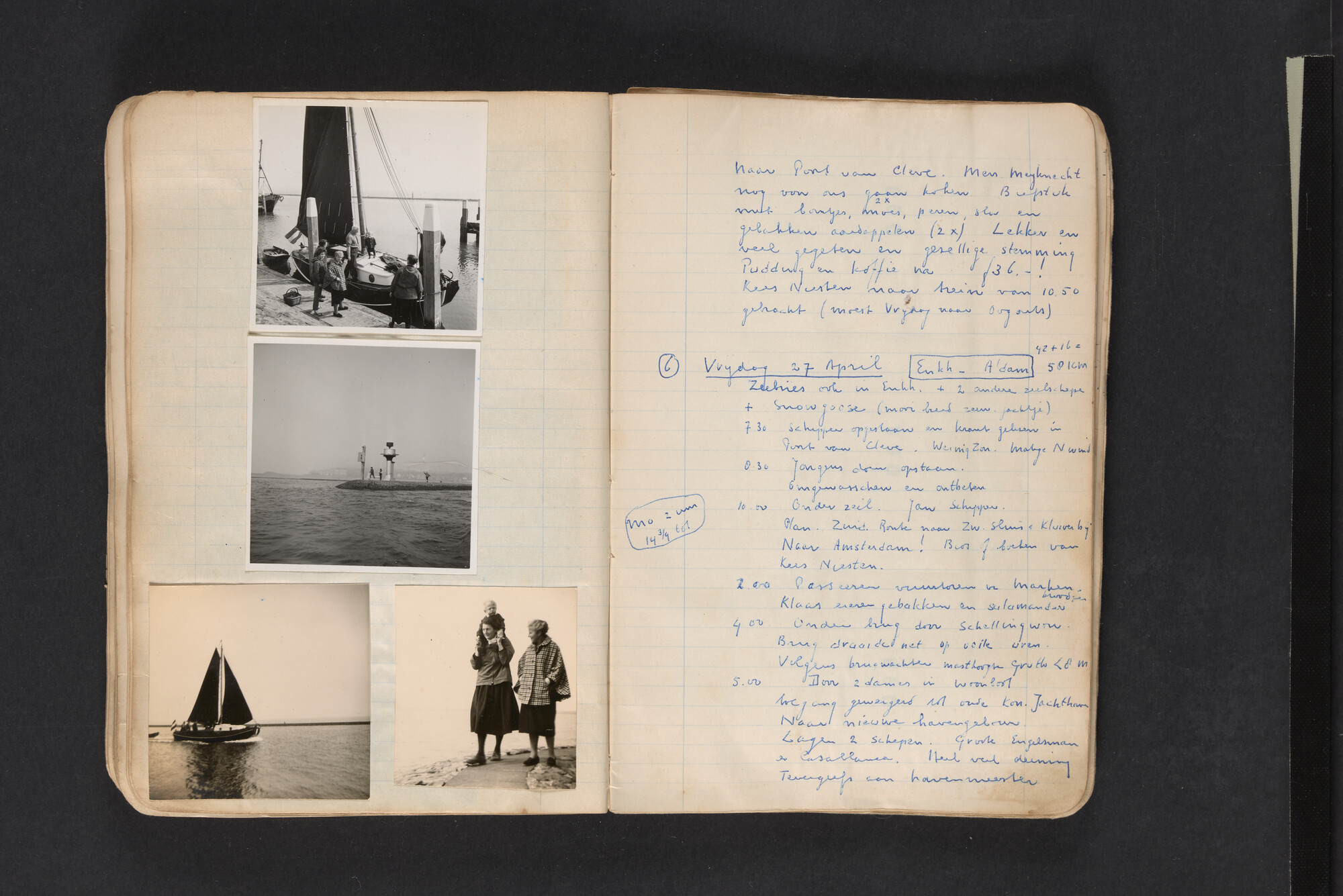 2017.0794; Logboek c.q. fotoalbum van reizen met zeeschouw Grutto in Nederland, 1961-1962; logboek