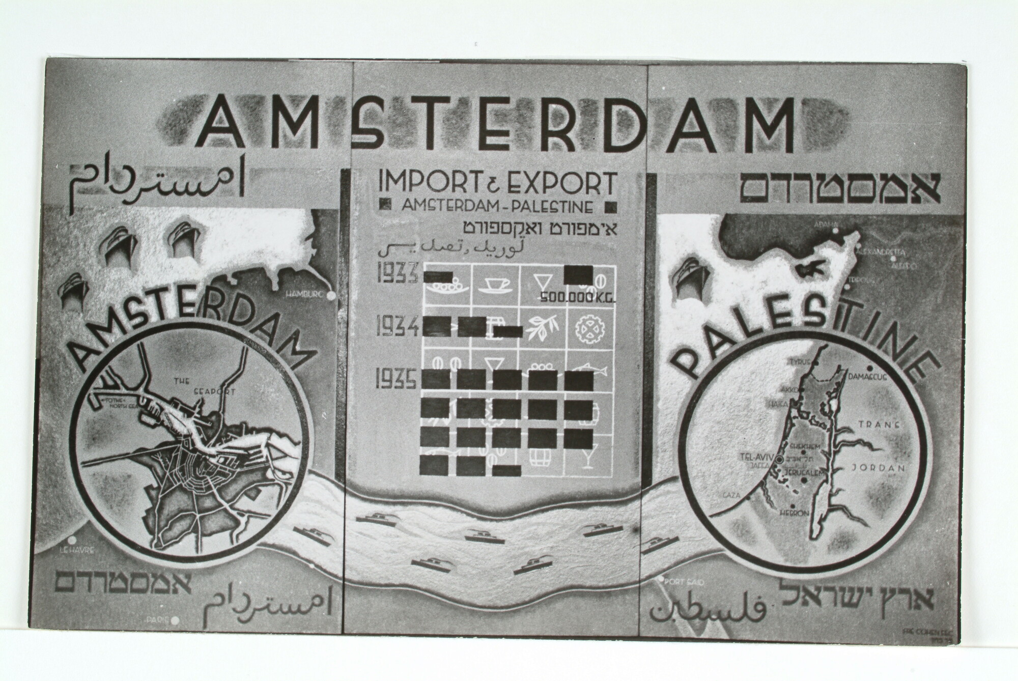 1998.1698; Presentatie van de haven van Amsterdam op een beurs in Tel Aviv (Palestina)  in 1936; foto