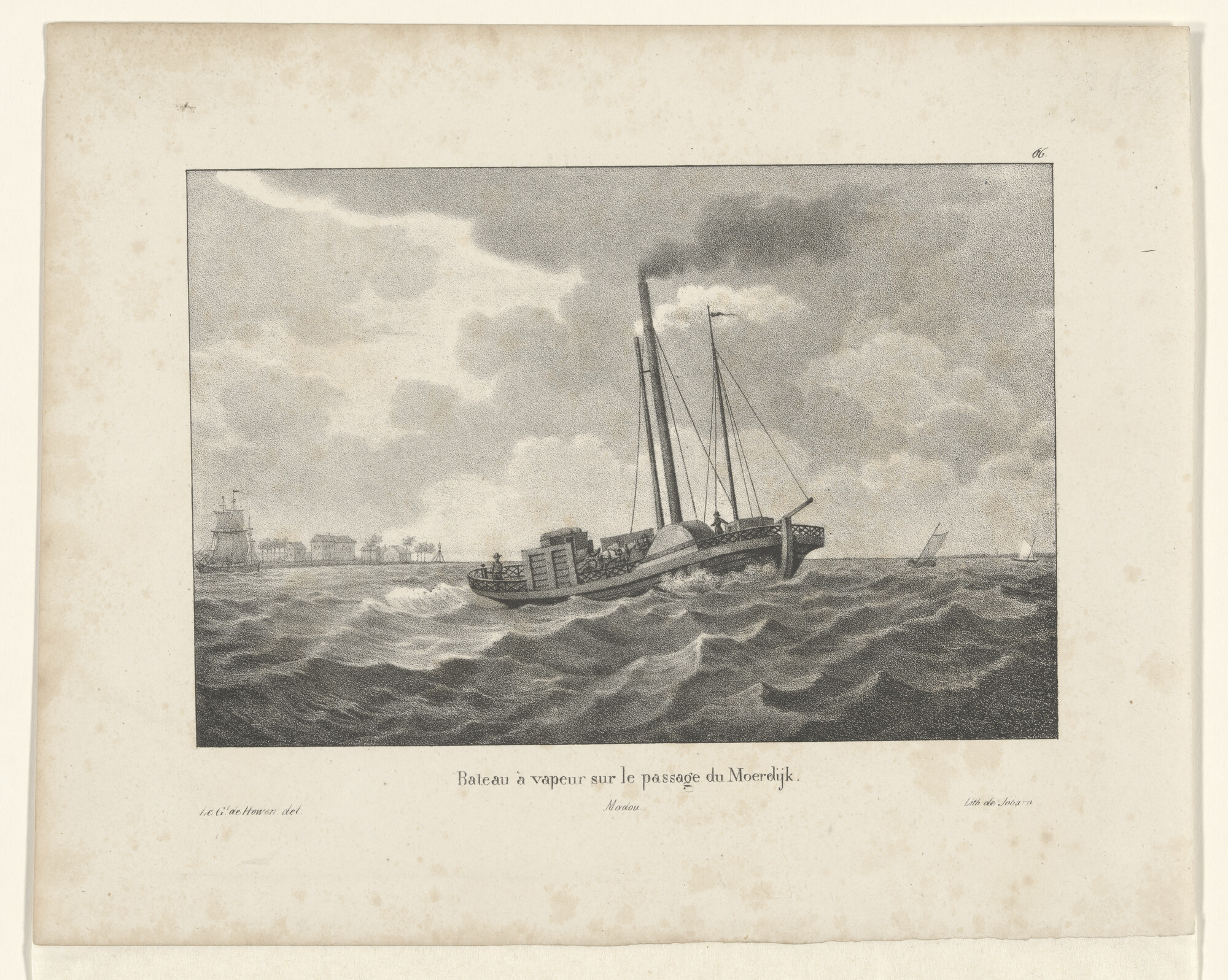 A.3002(11); 'Bateau à vapeur sur le passage du Moerdijk'; prent