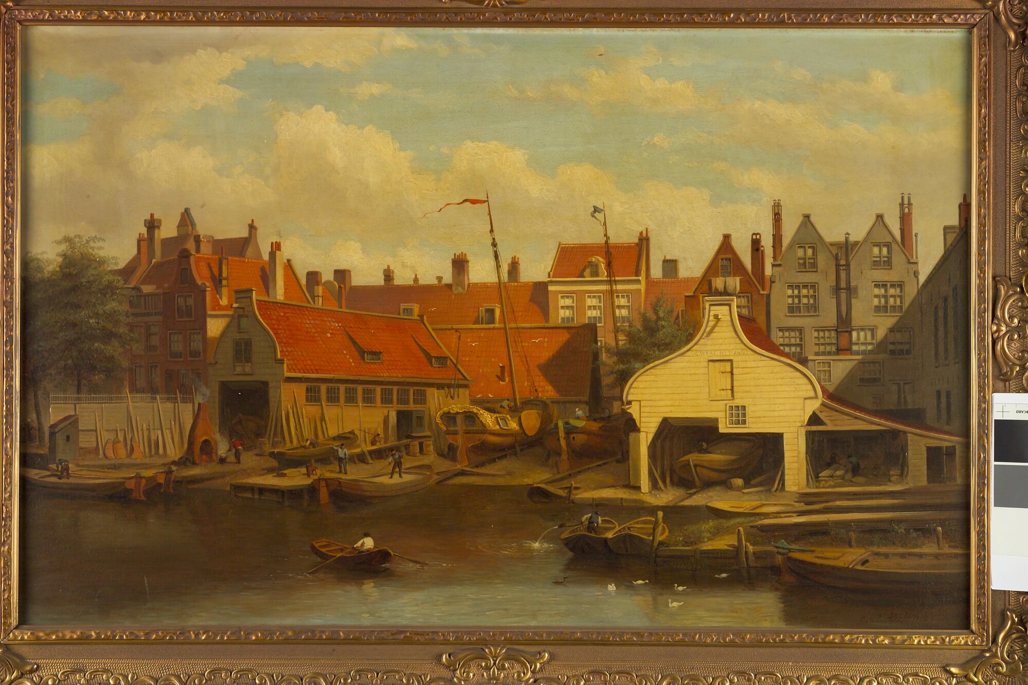 S.5889(11); De werf Het Jagt aan de Lijnbaansgracht te Amsterdam; schilderij