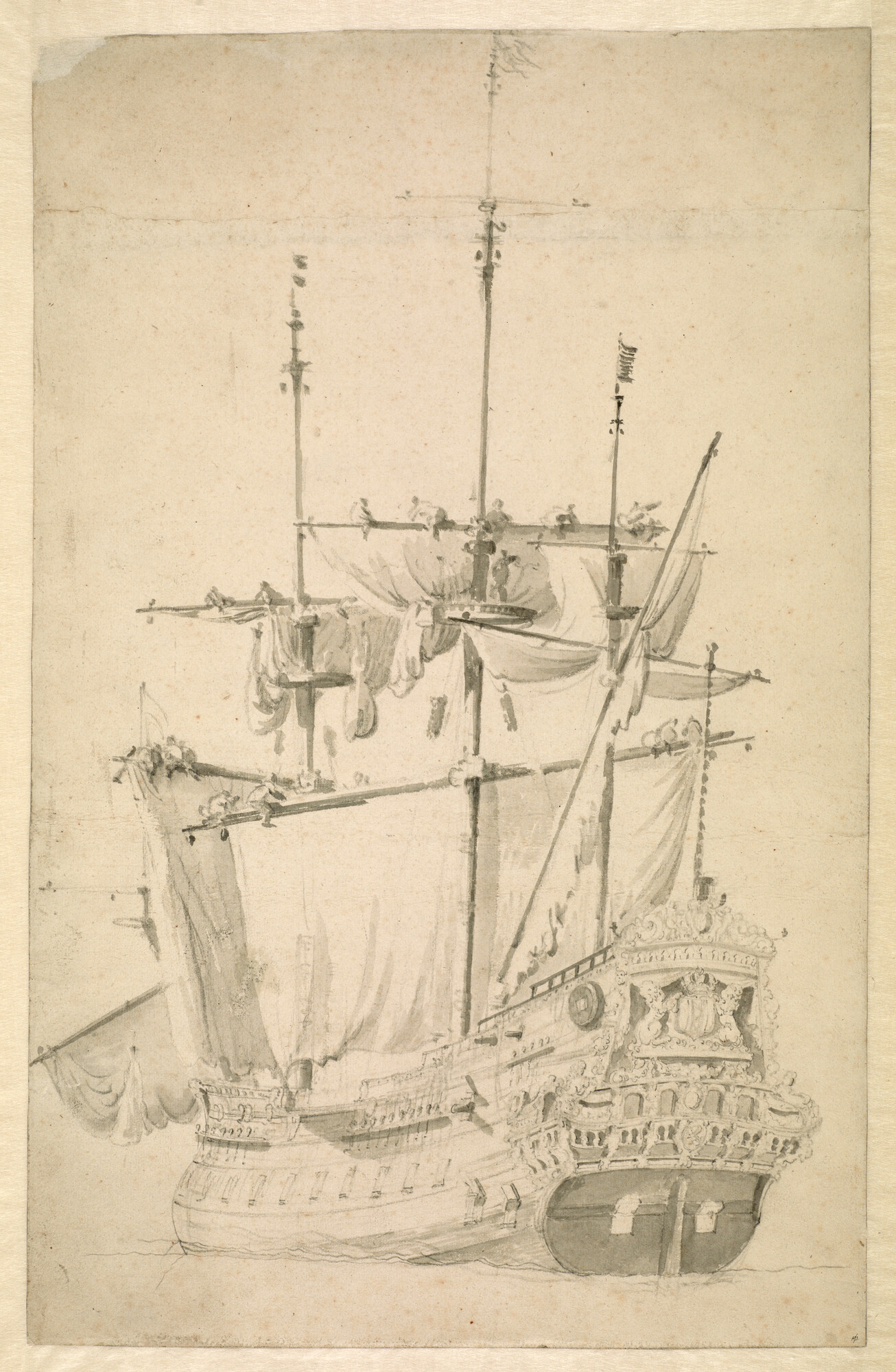 A.0149(0160); Het VOC-schip 't Wapen van Amsterdam; tekening