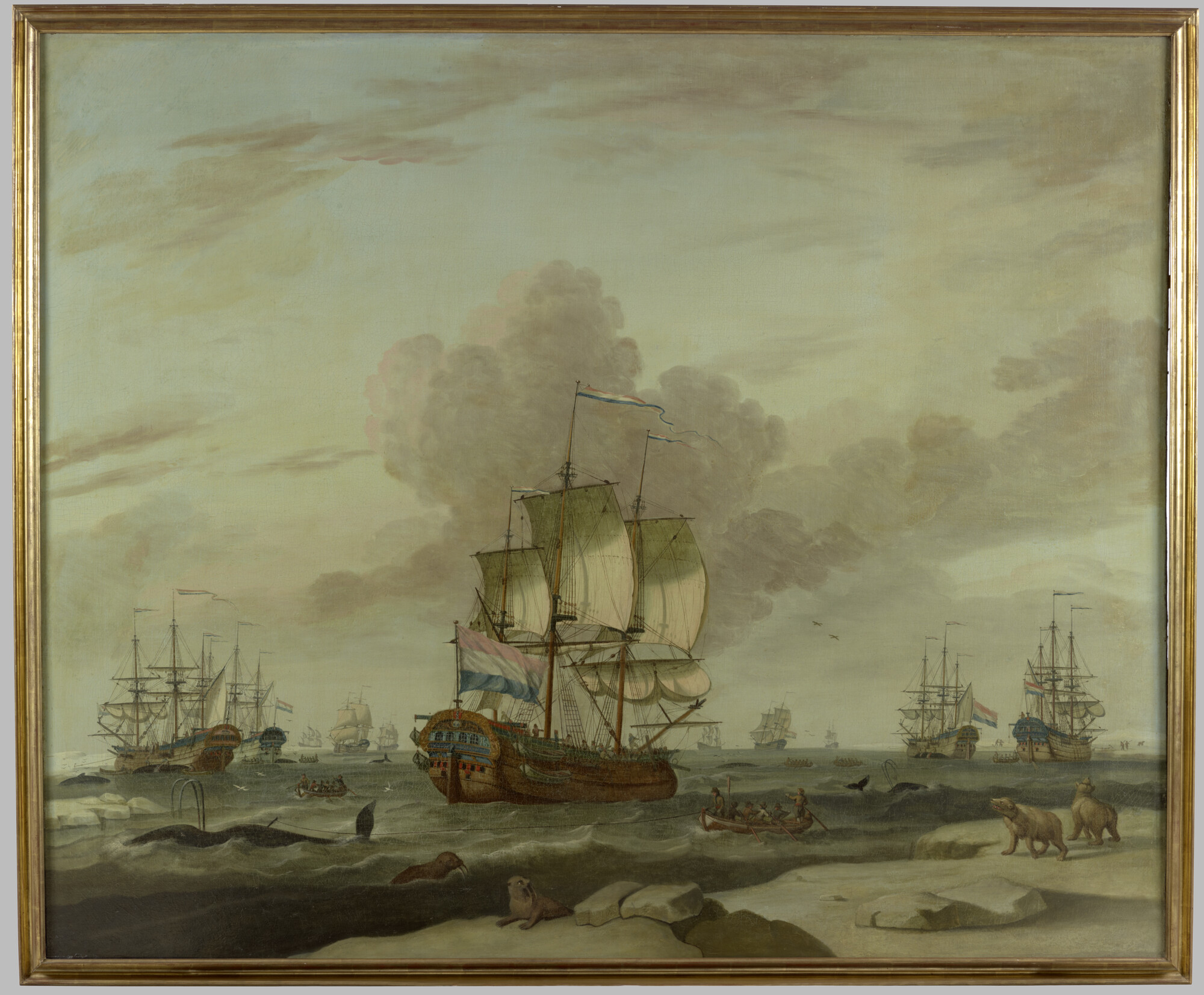 S.2205; Een eskader walvisvaarders; schilderij