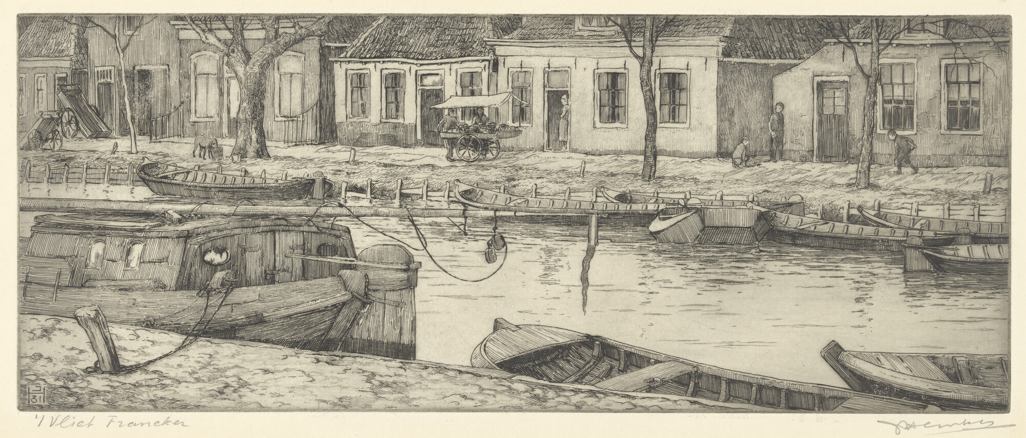 A.5685(01); Schepen in het  Vliet te Franeker; prent