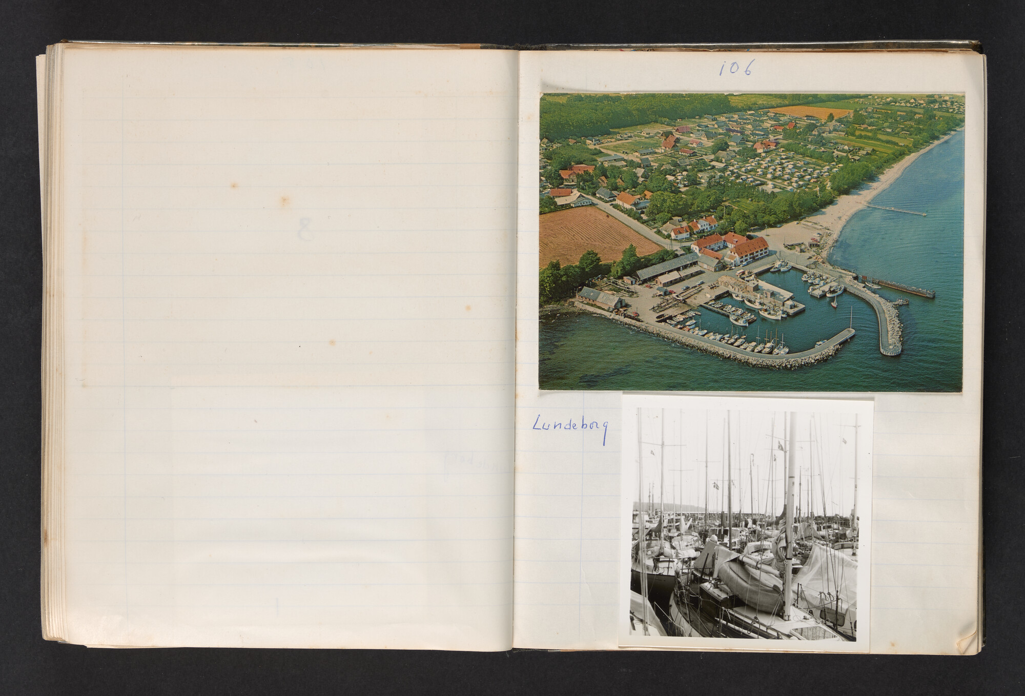 2017.0802; Logboek c.q. fotoalbum van reizen met zeeschouw Grutto (II) in Nederland, Duitsland en Denemarken, 1973-1974; logboek