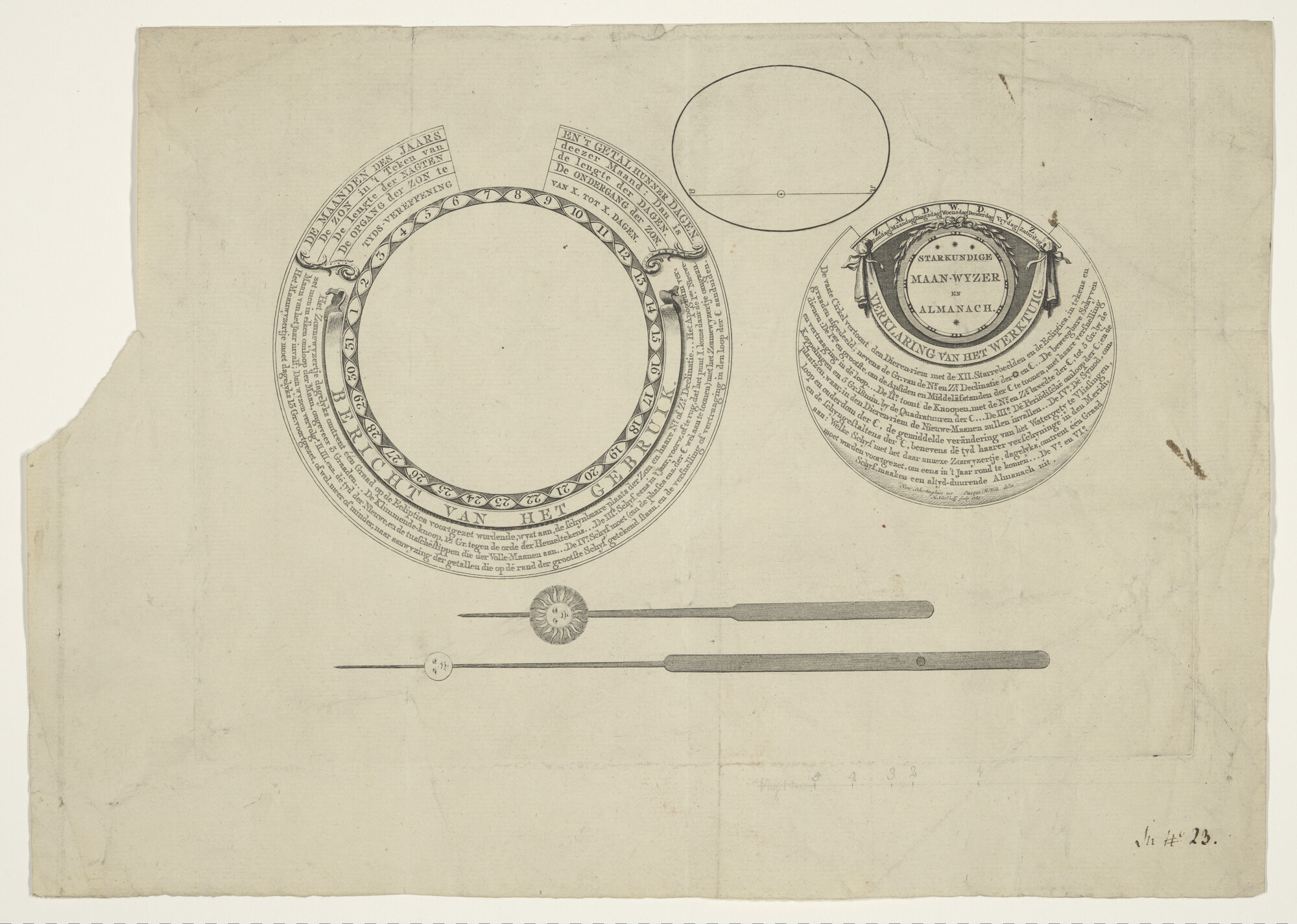 S.0235(03)07; Sterrekundige maanwijzer en almanak, door pastoor Henricus Schortinghuis te Koudekerke; maanwijzer