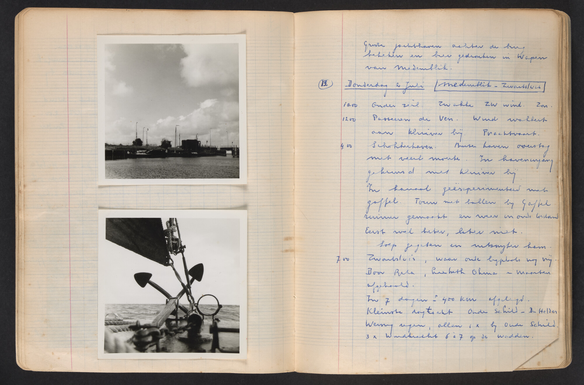 2017.0796; Logboek c.q. fotoalbum van o.a. reizen met zeeschouw Grutto in Nederland, 1963-1965; logboek