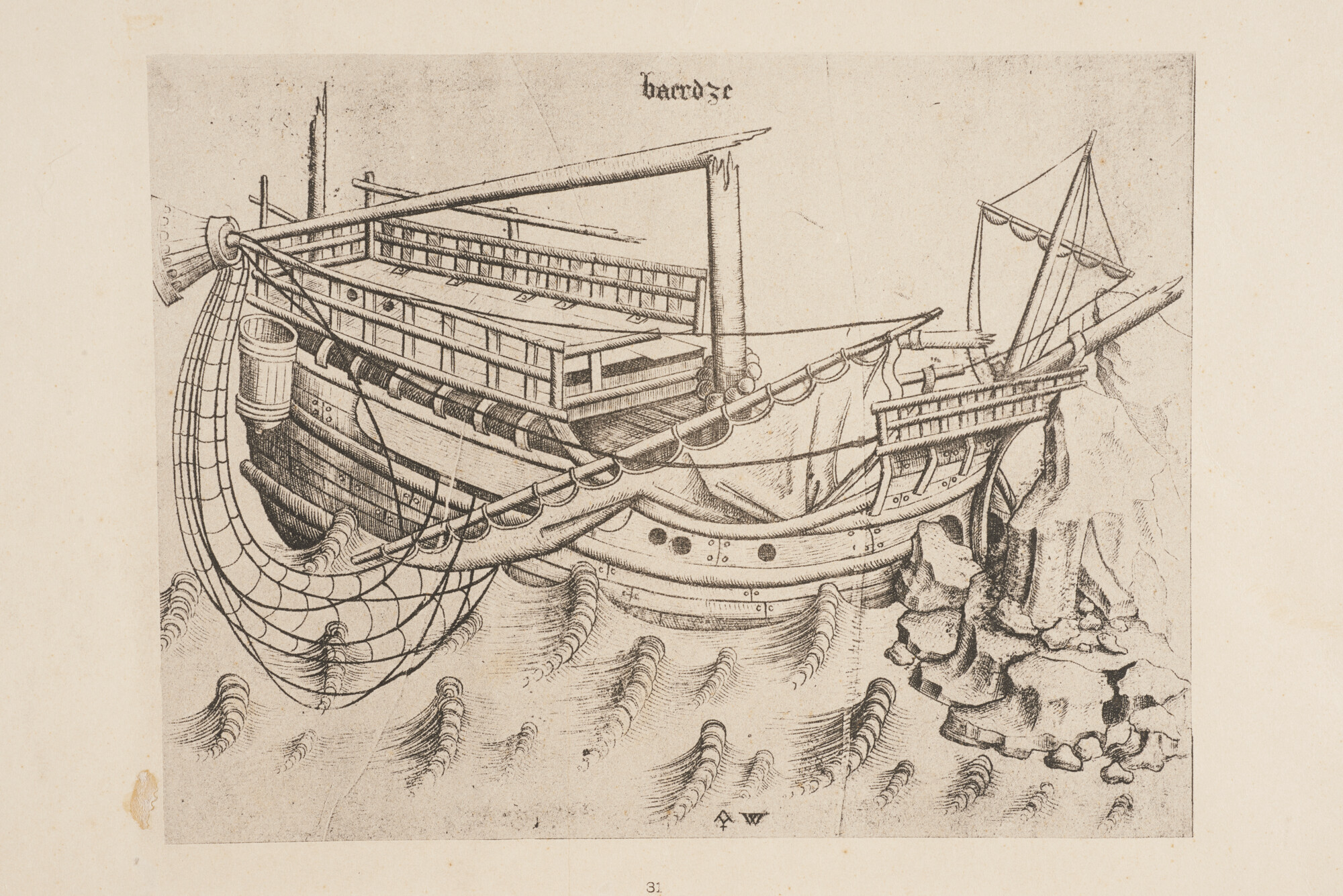A.0149(0708); Een kraeck en een baerdze; prent