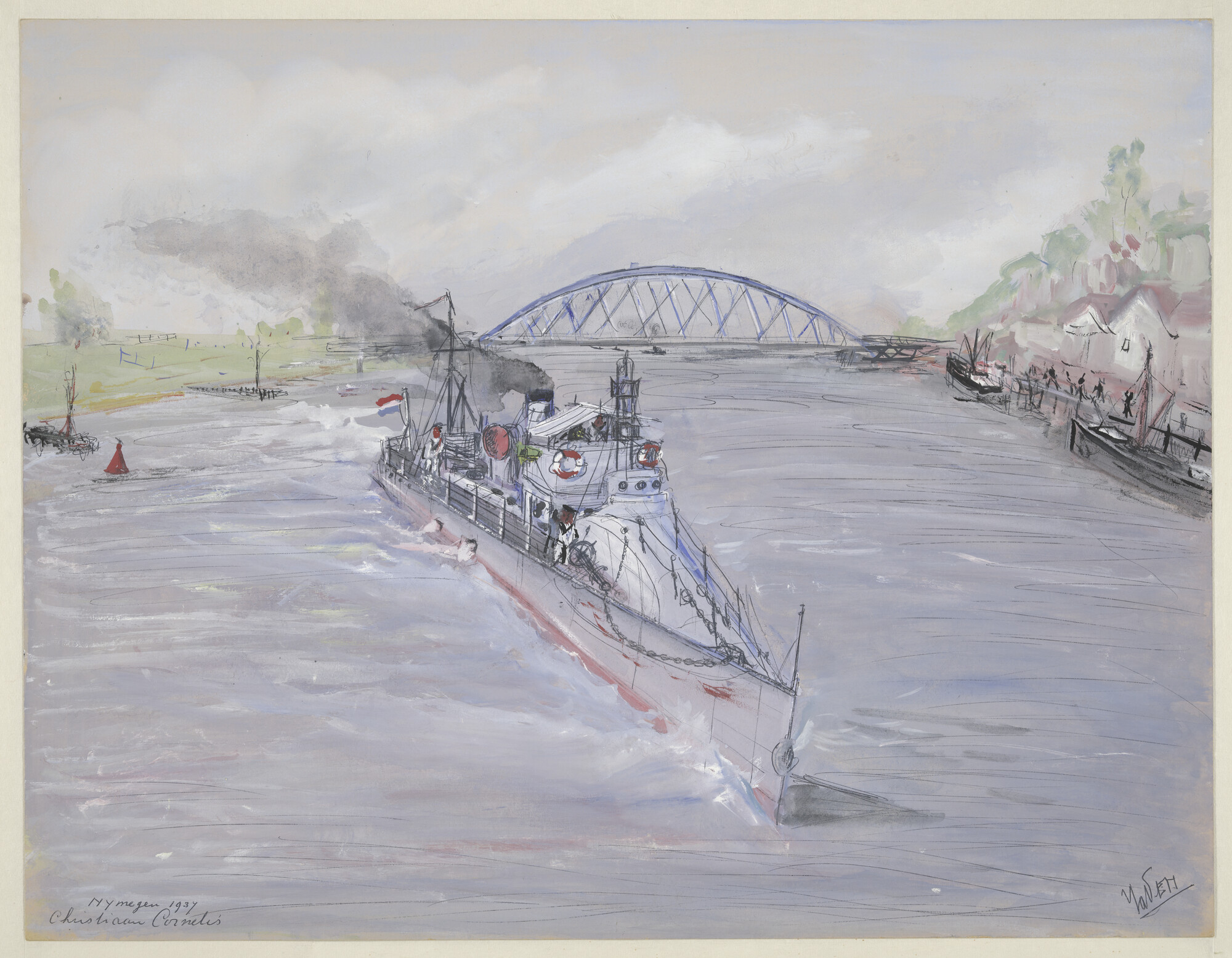 S.6525(02); De torpedoboot Hr.Ms. 'Christiaan Cornelis'; gouache