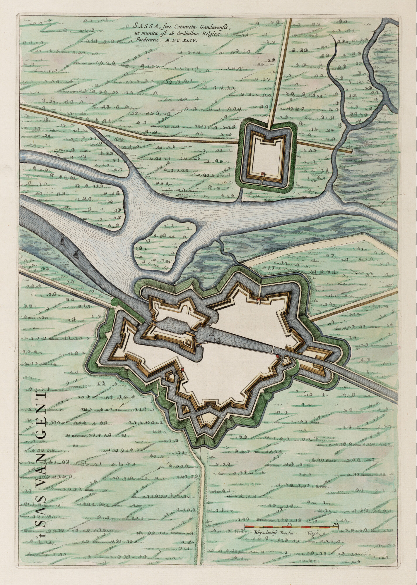 S.1034(15) [kaart 112]; Plattegrond van de versterkingen van Sas van Gent; landkaart
