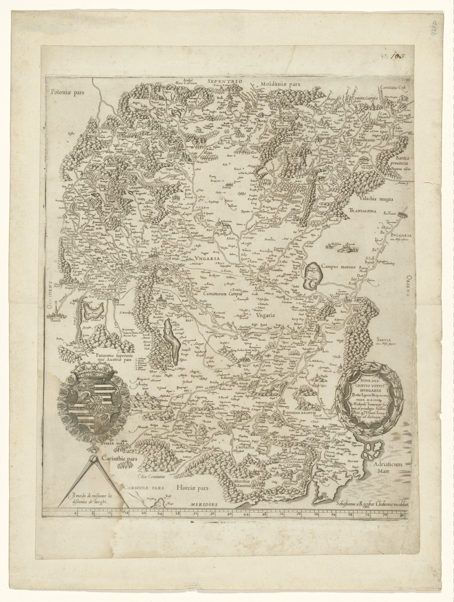 S.2276(02); Kaart van Hongarije door Pirro Ligorio; landkaart