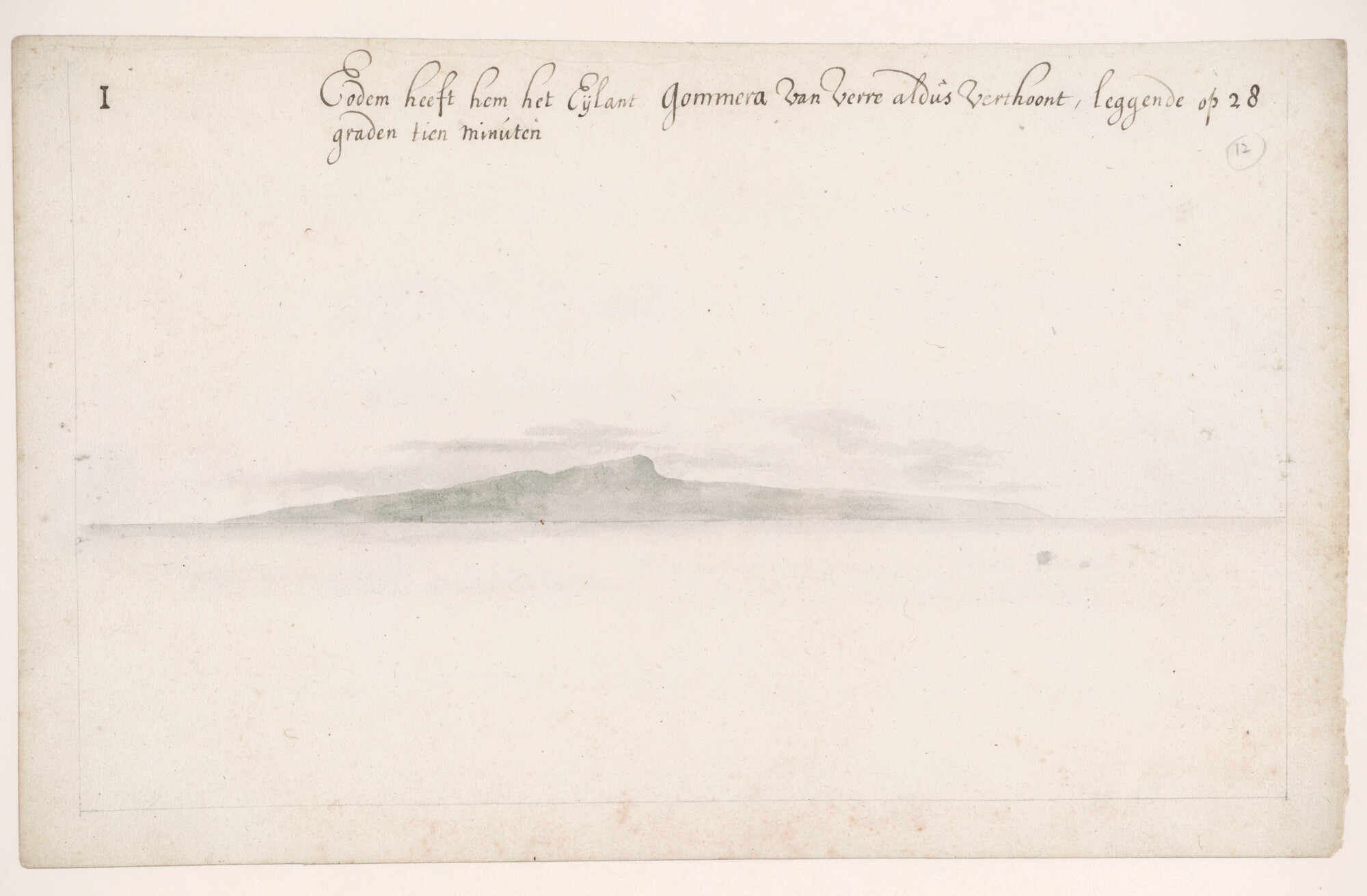 A.3457(12); Landverkenning van Gomera (Canarische Eilanden); tekening