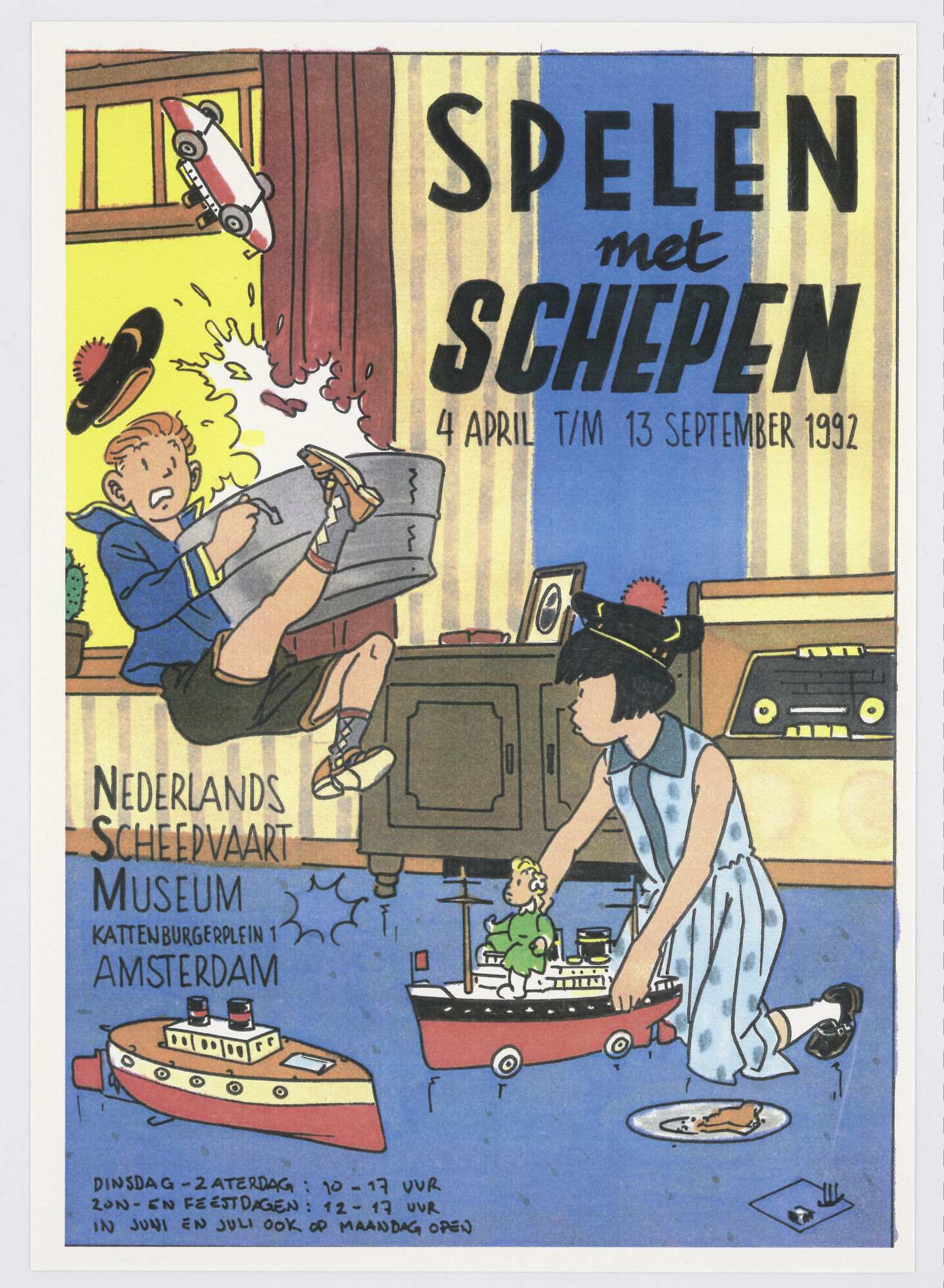 2015.4746; Ontwerptekening voor een affiche voor de tentoonstelling "Spelen met schepen"; ontwerptekening