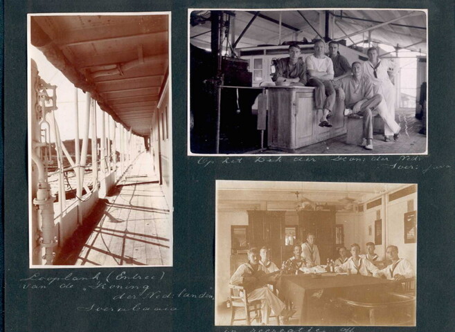 2001.1117; Blad uit een fotoalbum, met 6 fotos over het wachtschip voor de [...]; fotoalbum