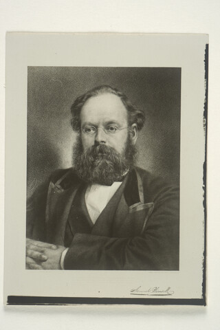 S.7143(1406); Foto van een portret van Engels politicus Samuel Plimsoll (1824-1898); foto