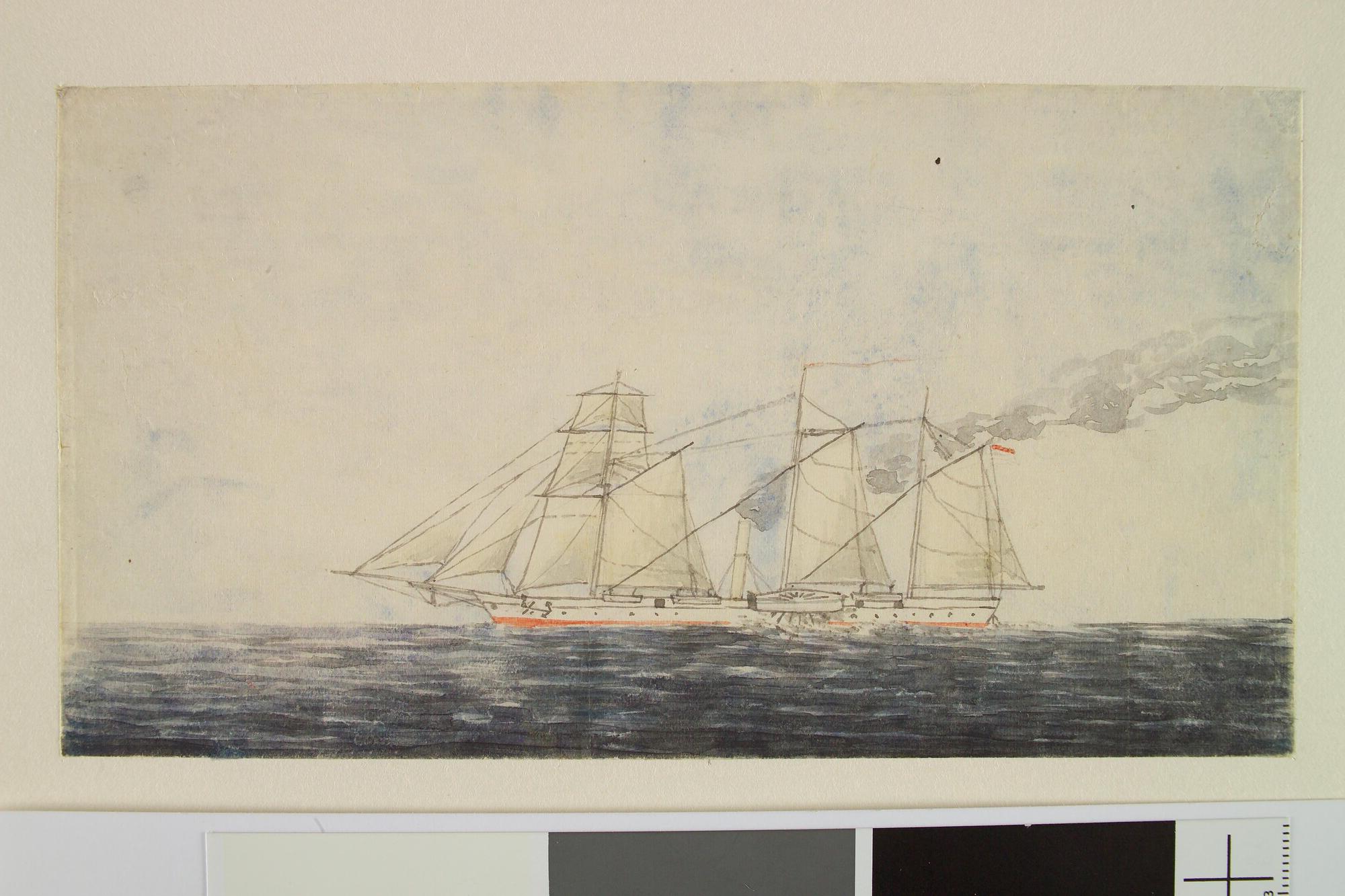 S.1000(04) [nr 0013]; Het raderstoomschip Zr.Ms. 'Sumatra'; tekening