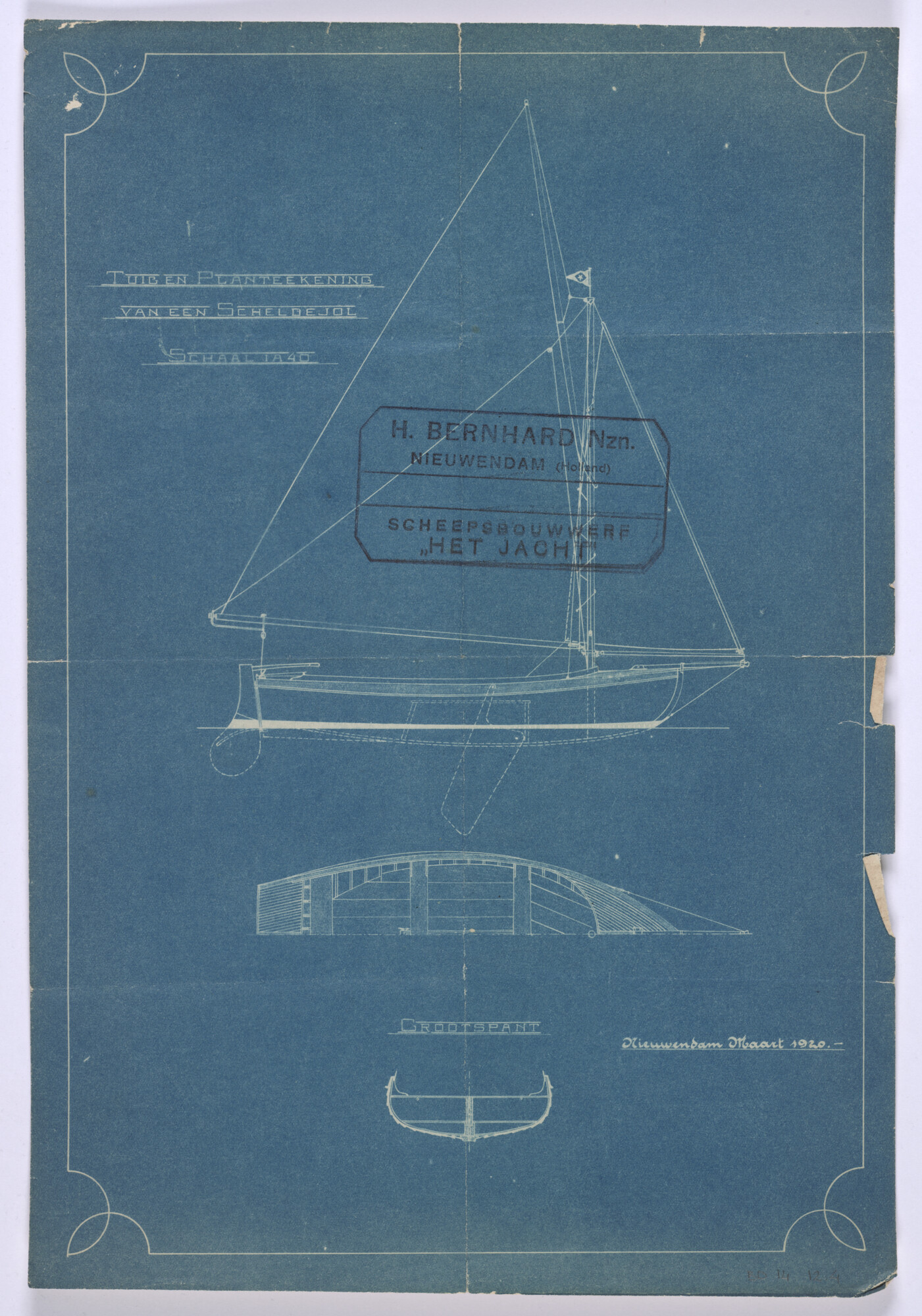 S.5181(556); Tuigplan van een Scheldejol; technische tekening