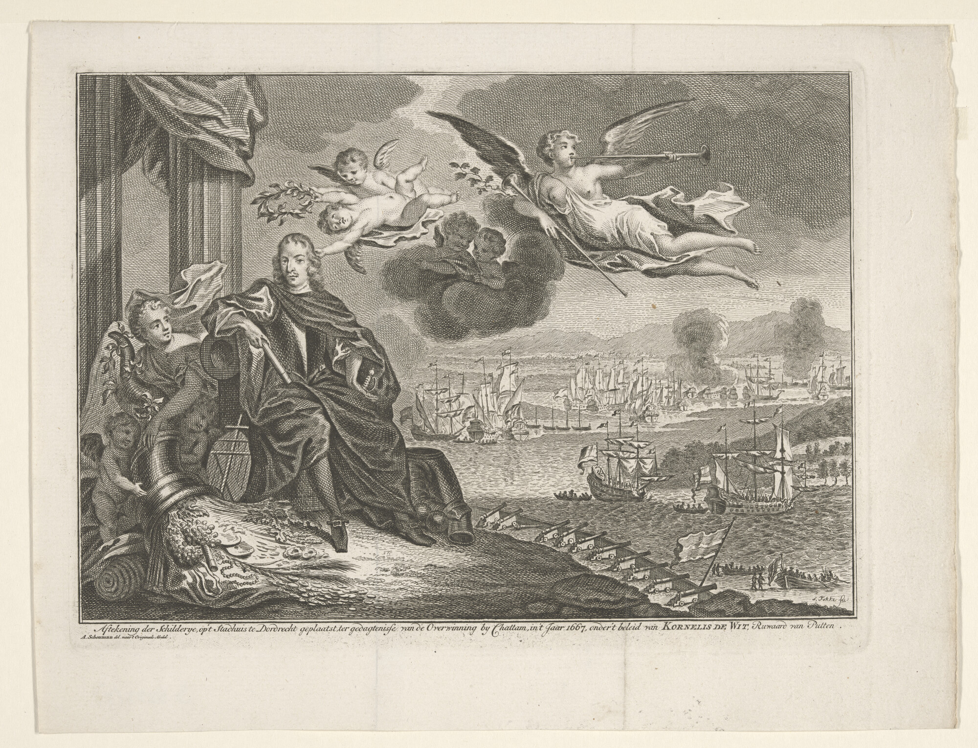 S.5232(07); Allegorie op de Tocht naar Chatham; prent