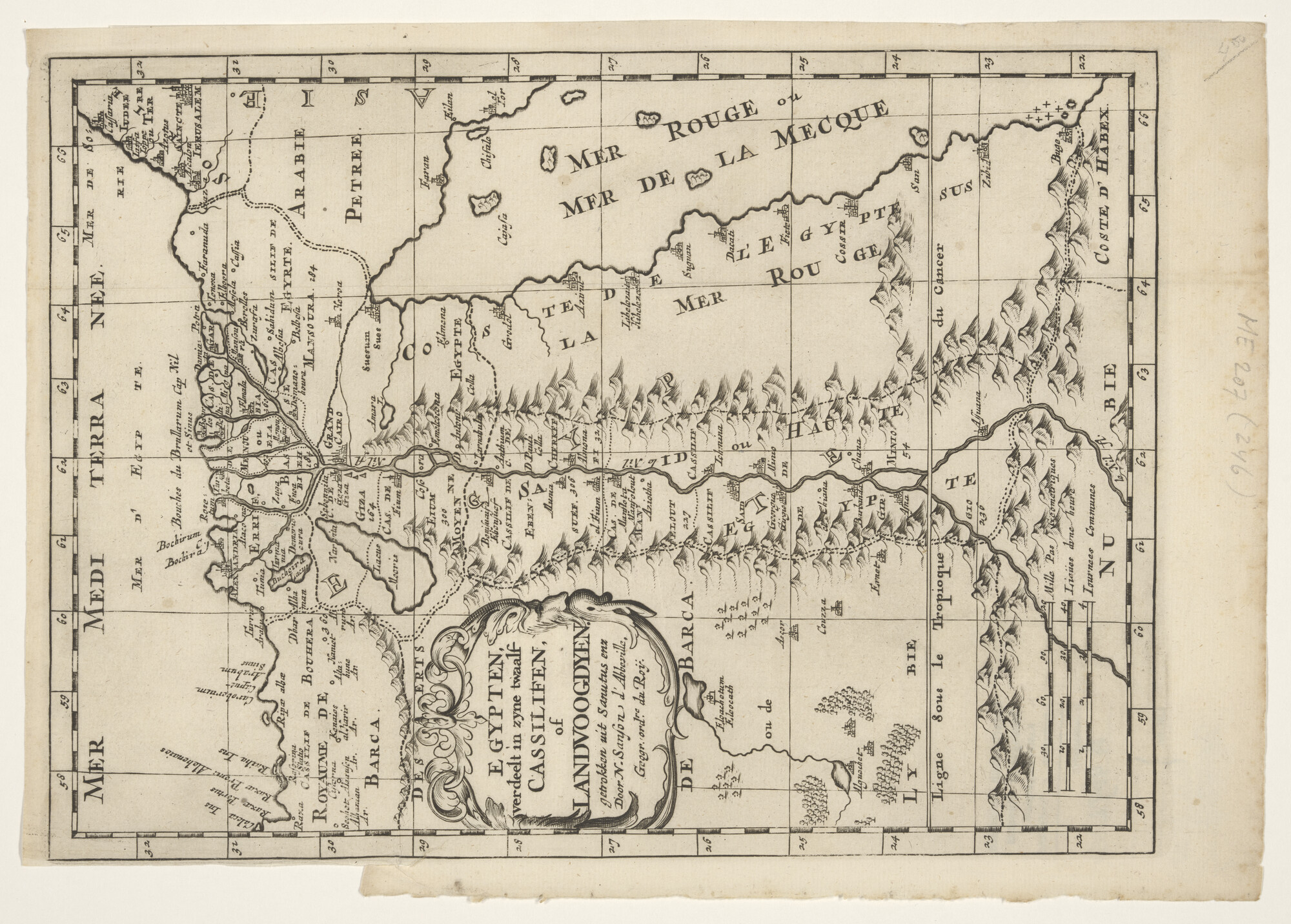 A.4692(01)11; Kaart van Egypte naar Sanuto door Nicolas Sanson (1600 - 1667); landkaart