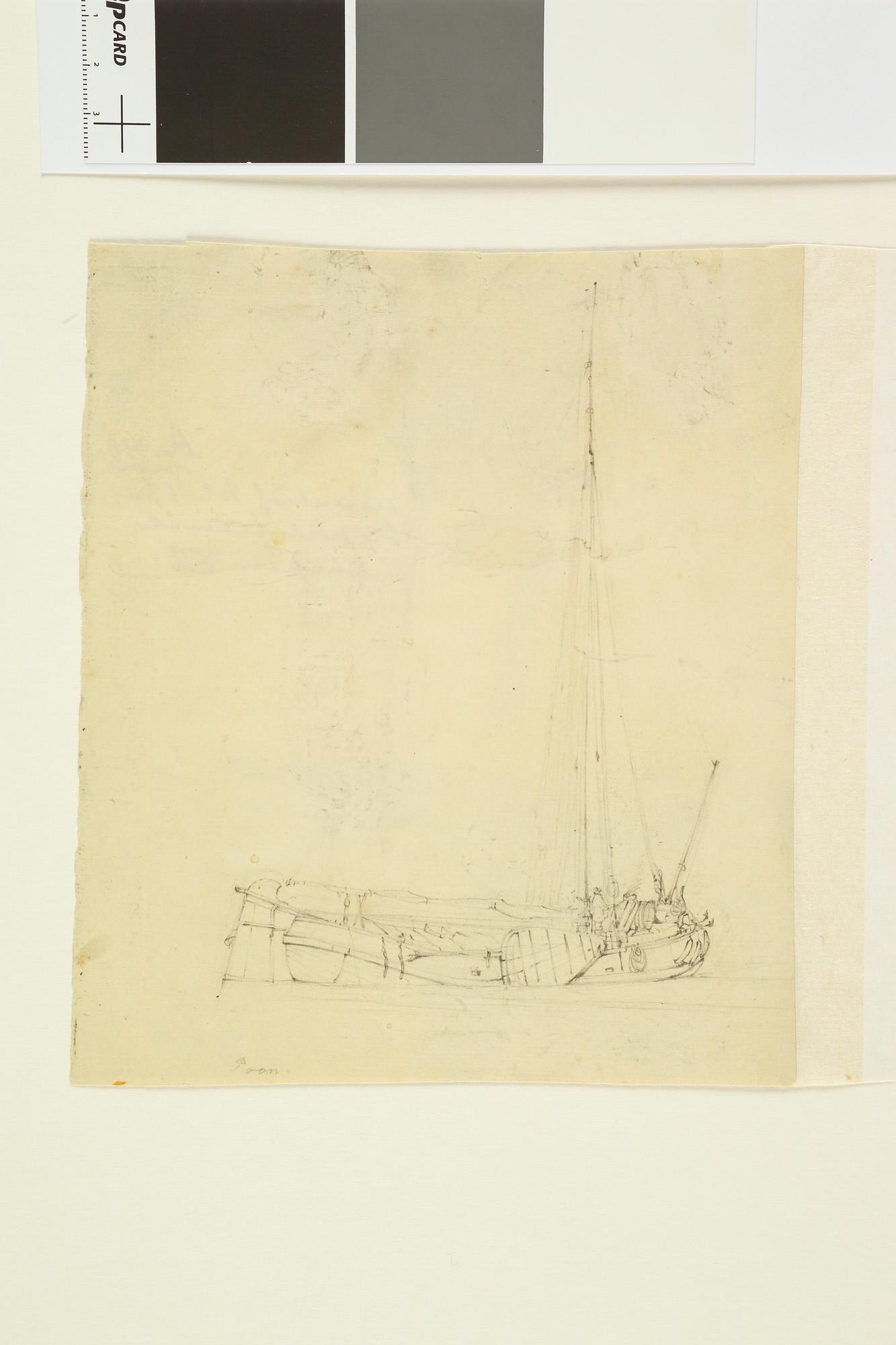 A.0149(0490); Een poon  en verso figuurstudies en een molen; tekening