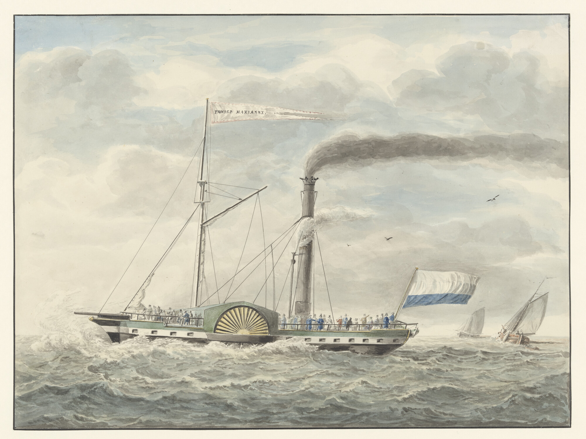 S.0804(22); Het raderstoomschip 'Prinses Marianne'; tekening