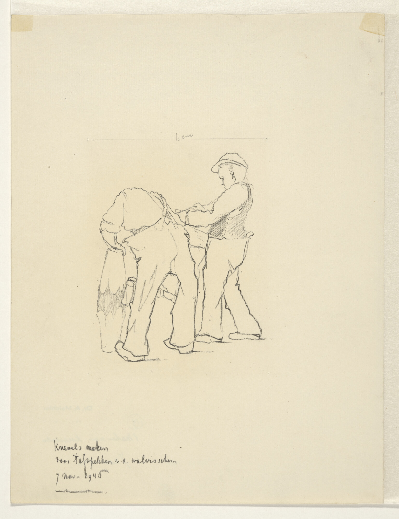 S.4035(009); Het maken van knevels voor het afspekken van de walvissen; tekening