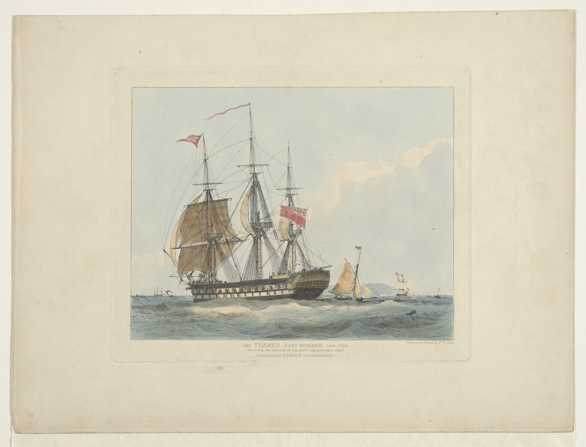 A.2427(07); De Oostindiëvaarder 'The Thames'; prent