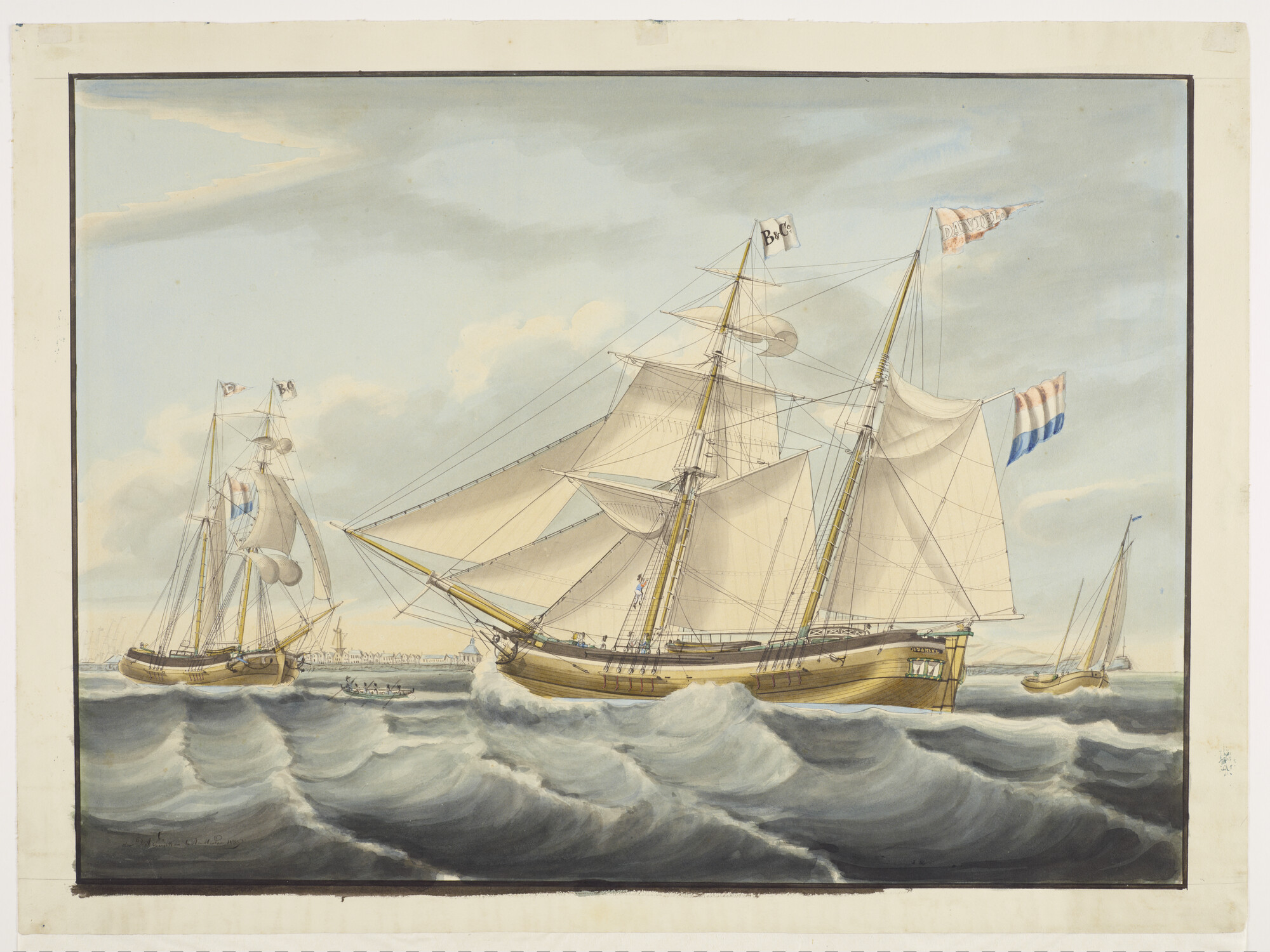 A.1259(04)b; Het kofschip 'Daniel van Amsterdam' ter hoogte van Den Helder; tekening