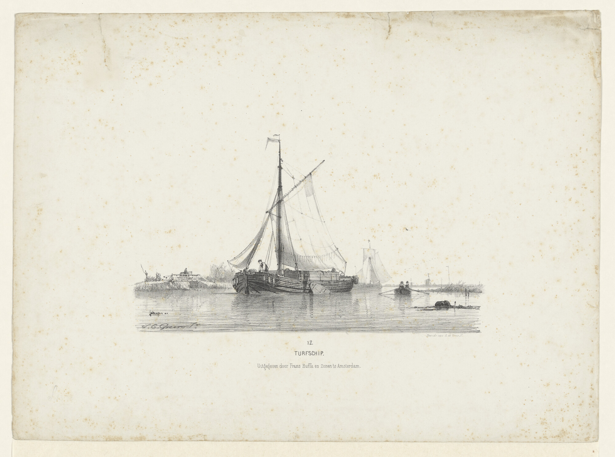 A.0149(0700); Een turfschip; prent