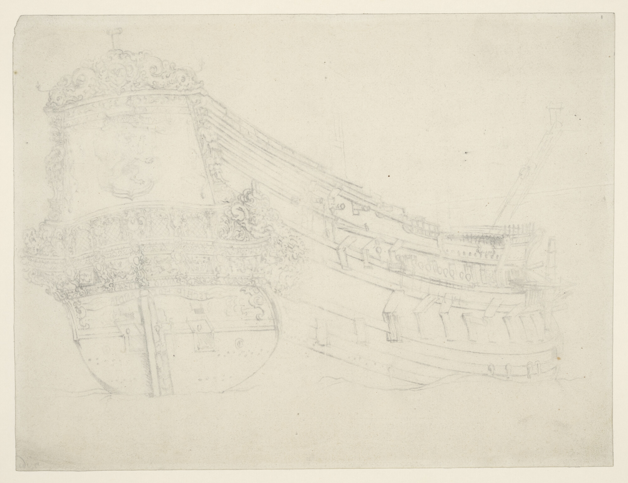 A.2643(01); Het schip Hollandia van 54 stukken; tekening