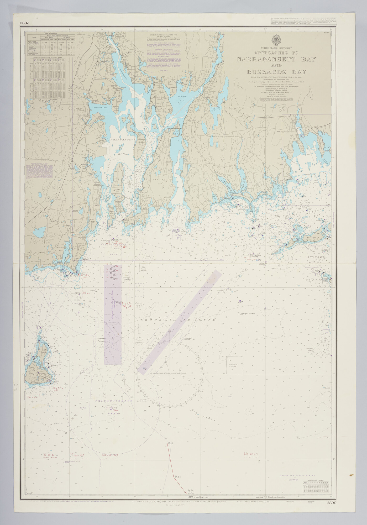 2019.1057-41; United States - East Coast. Approaches to Narragansett Bay and Buzzards Bay; zeekaart