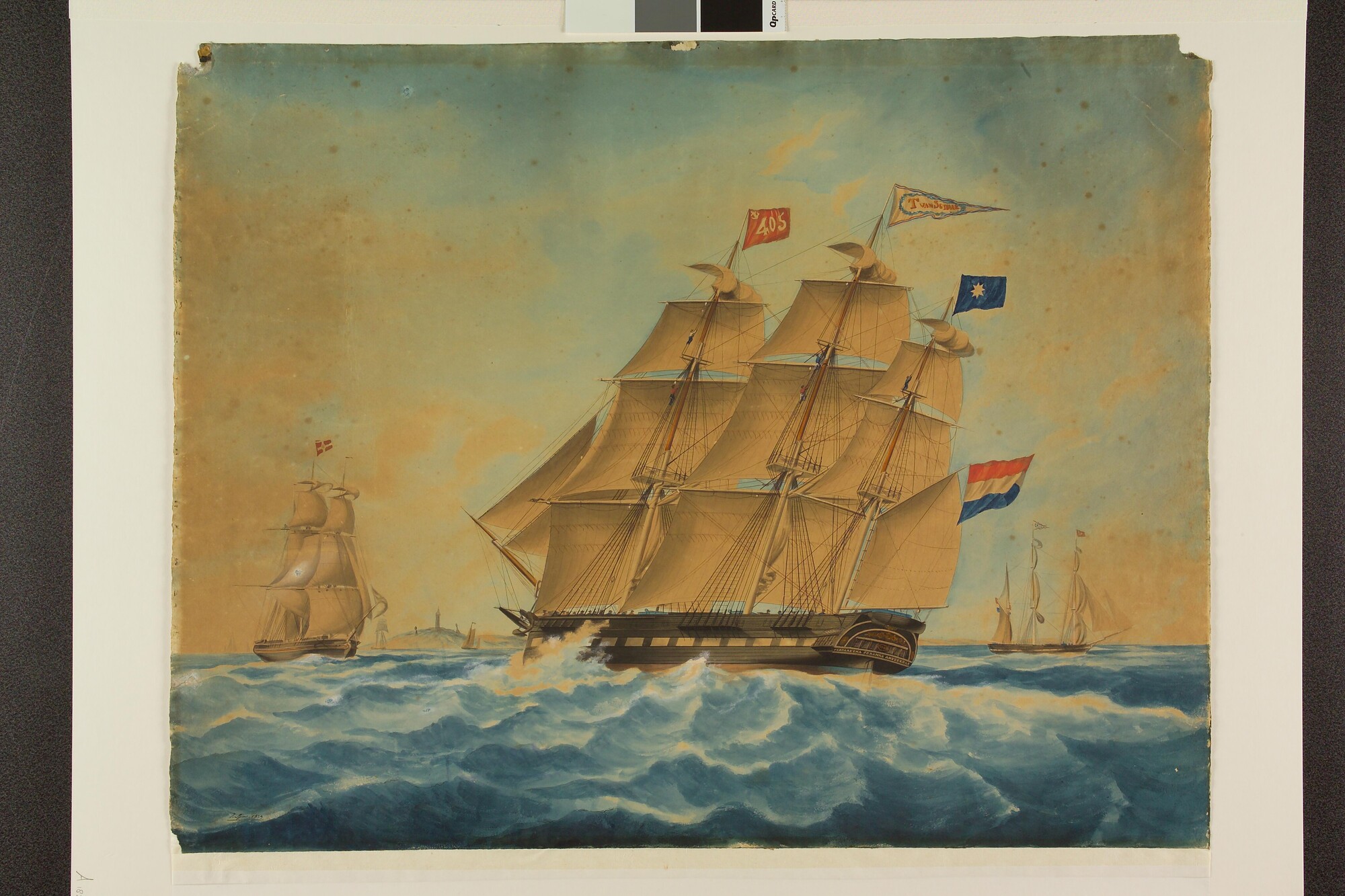 A.1822(01); Het fregatschip Margaretha Johanna; tekening